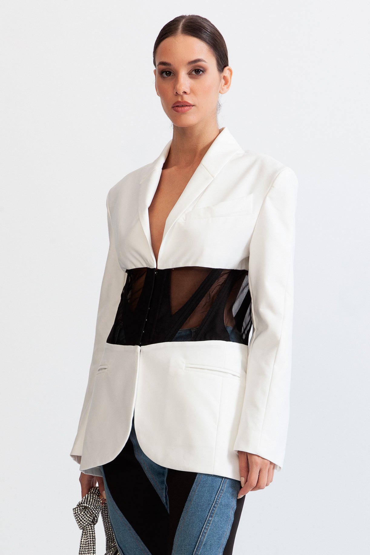 ELINE Corset Blazer - White