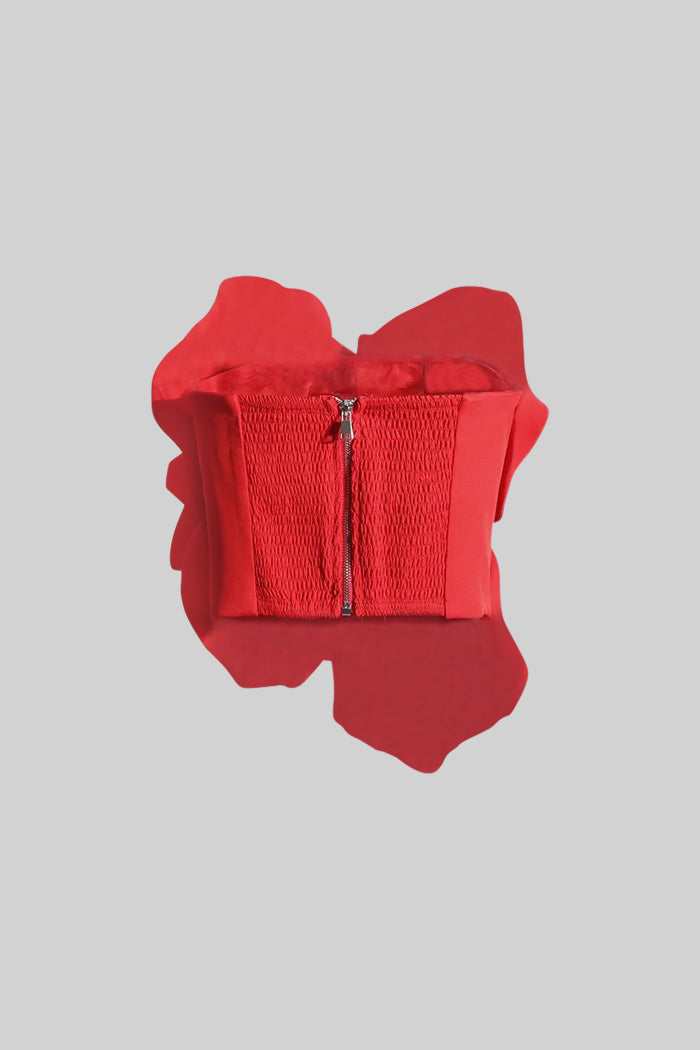 Sleeveless 3D Floral Tank Top - Red