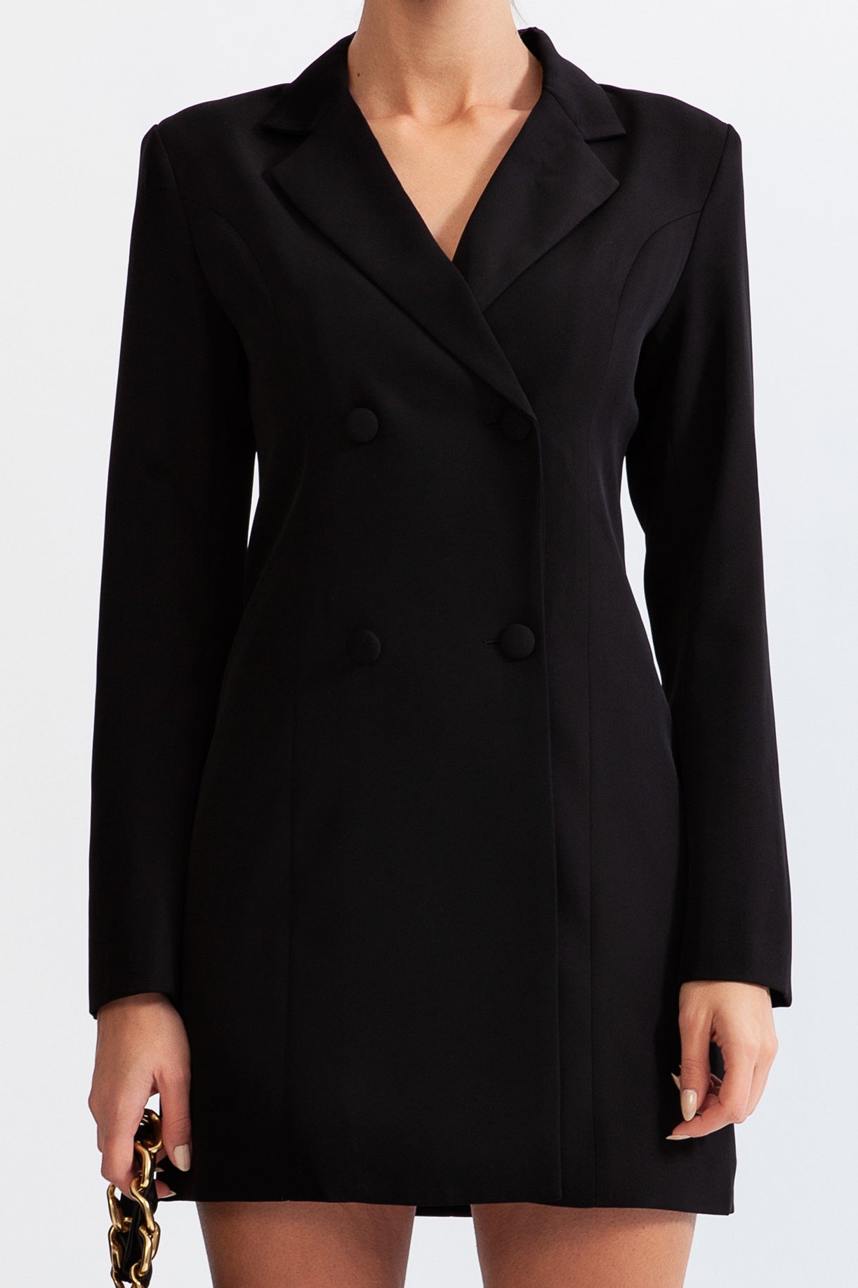 BLAIRE Long jacket with overlapping corset detail - Black