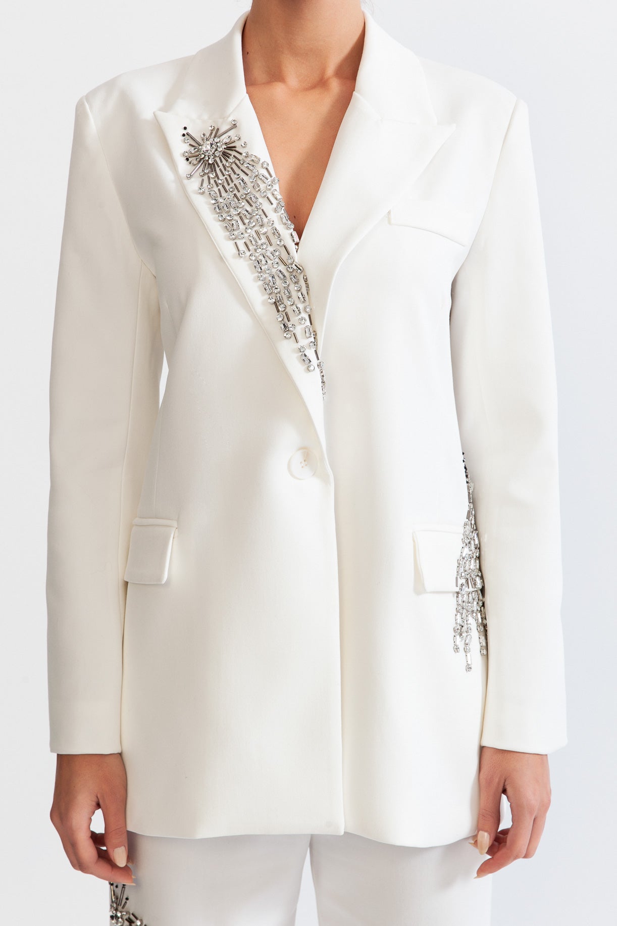 ISALIA Jewel Co-Ord with Trousers and Jacket - White