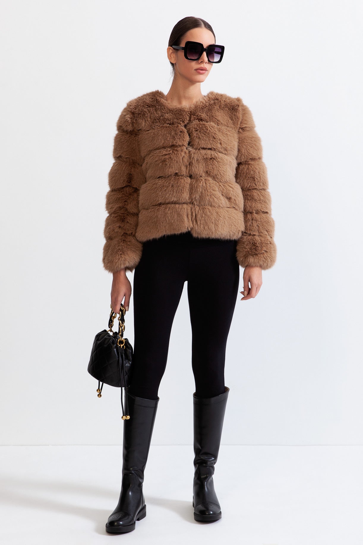 LUCIELLA Faux Fur Jacket - Brown