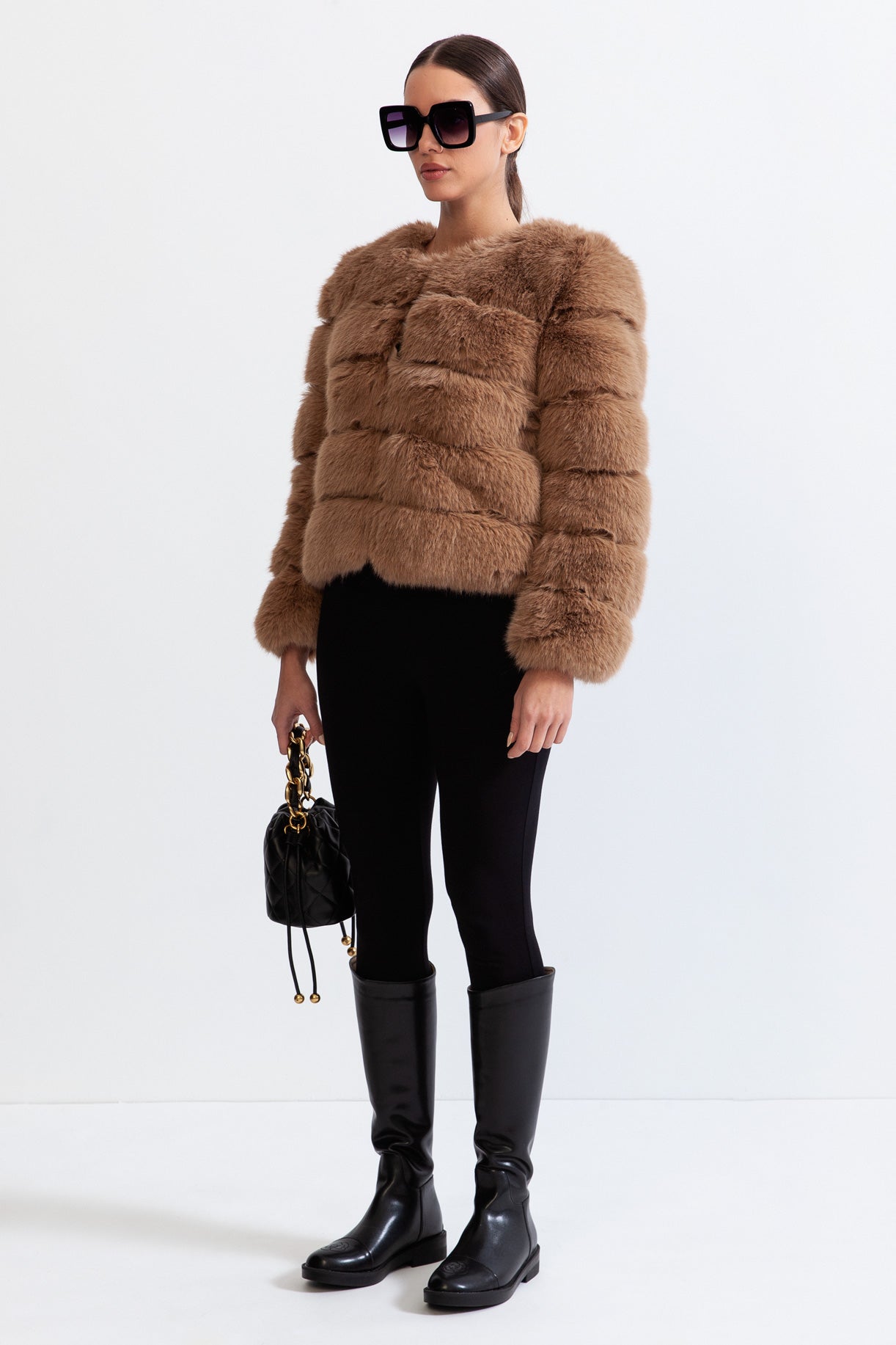 LUCIELLA Faux Fur Jacket - Brown