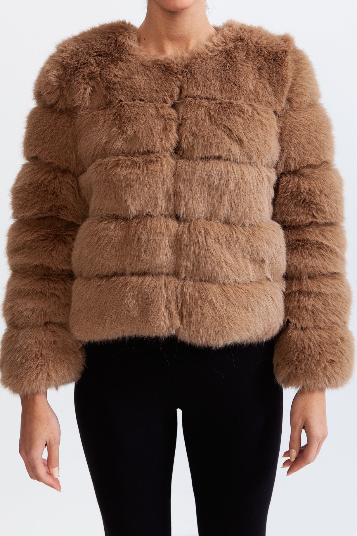 LUCIELLA Faux Fur Jacket - Brown