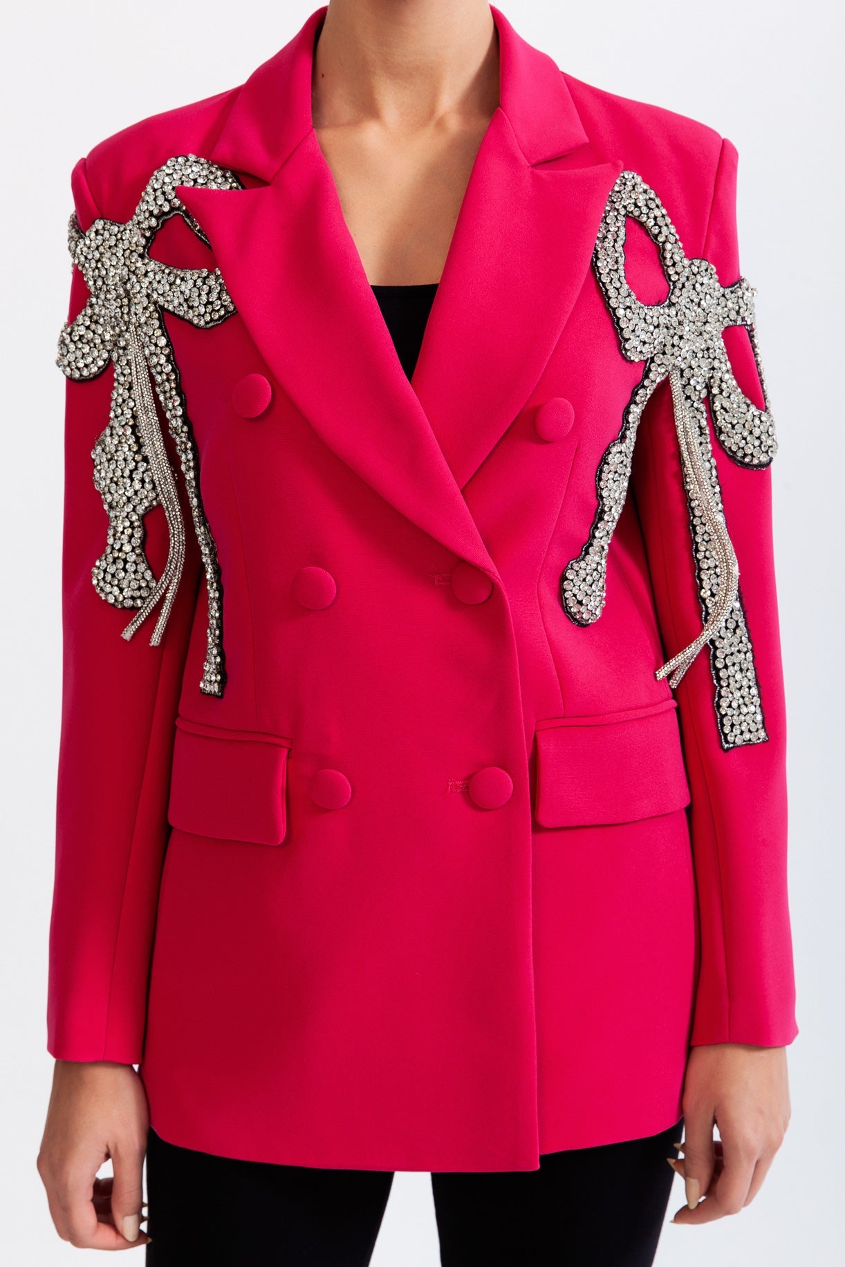 LYSANDRA Jewel Double Breasted Blazer - Fuchsia Pink