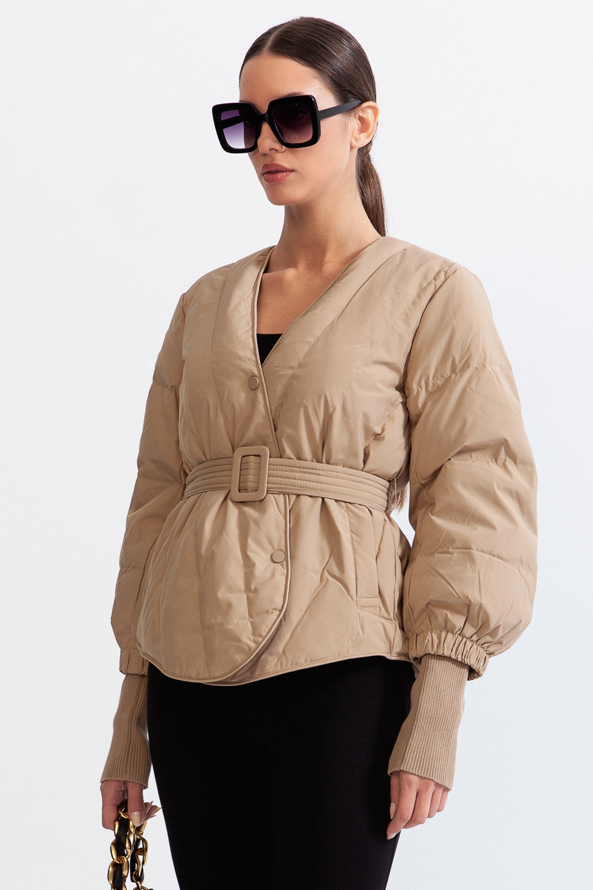 RENATA Down Belted Jacket - Beige