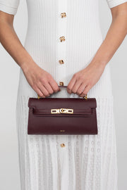 Structured Kelly-Style Mini Bag With Gold-Tone Hardware - Burgundy