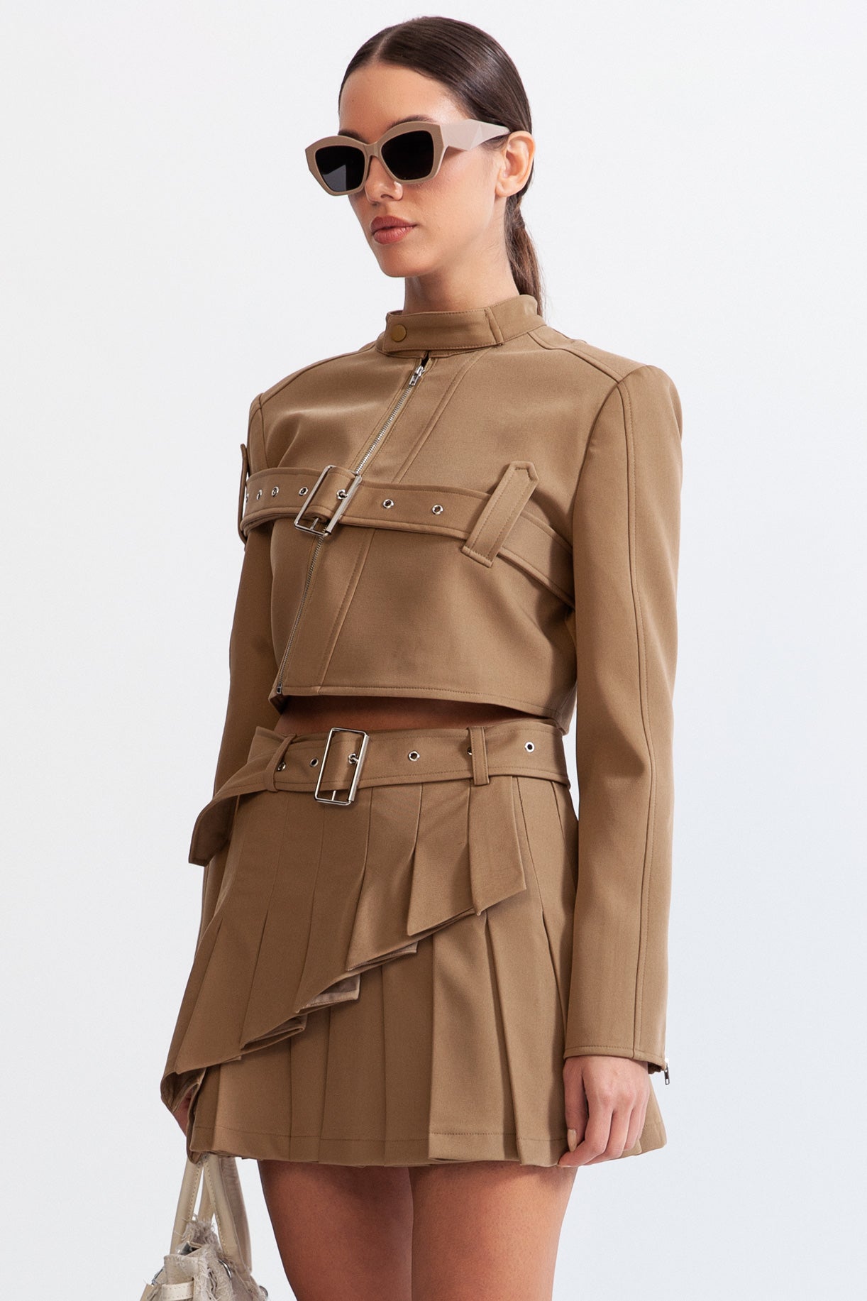 MIELLA Military Co-ord with Skirt and Blazer - Brown