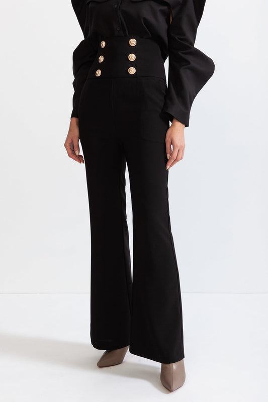 VALERIA Double breasted High waisted trousers - Black