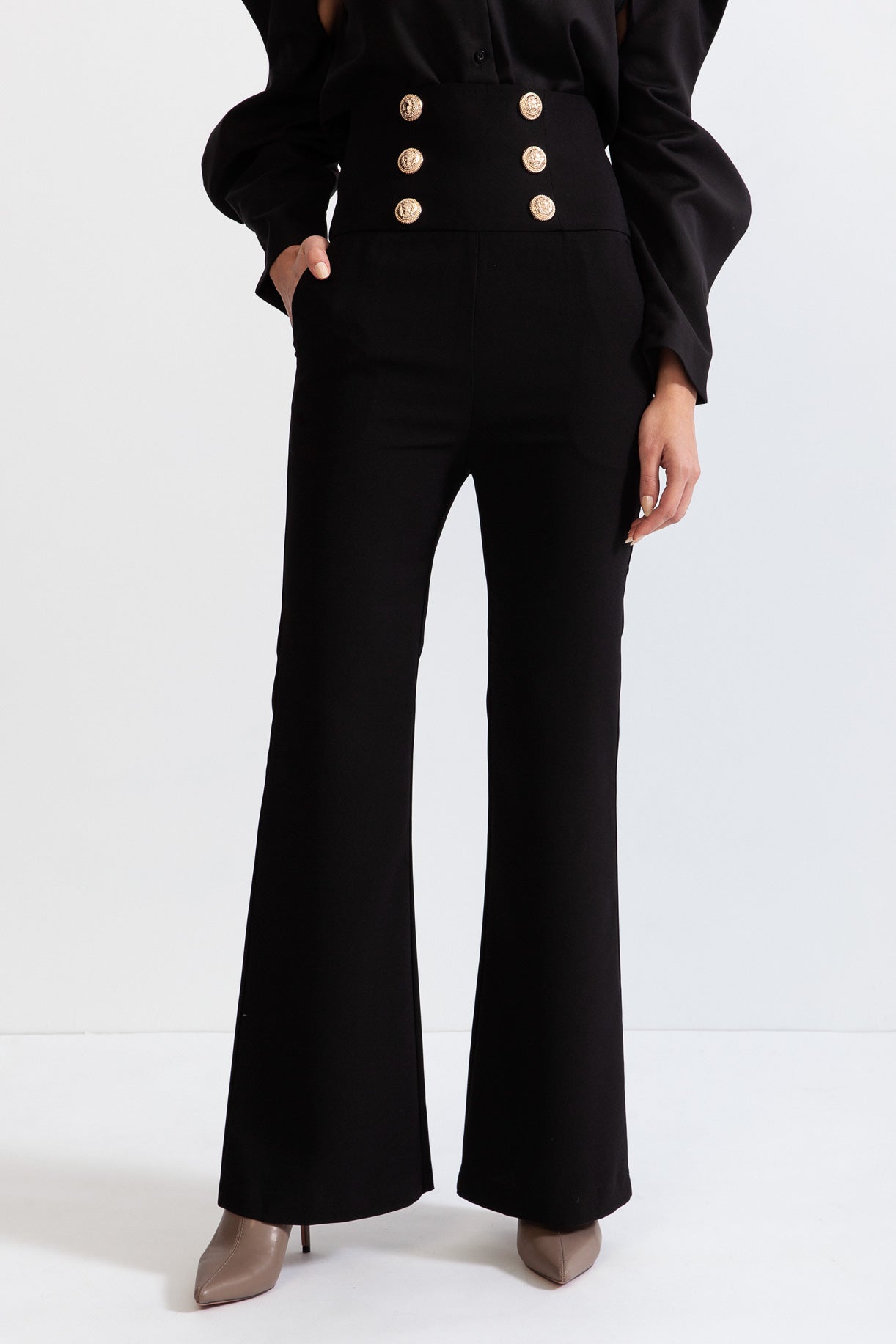 VALERIA Double breasted High waisted trousers - Black