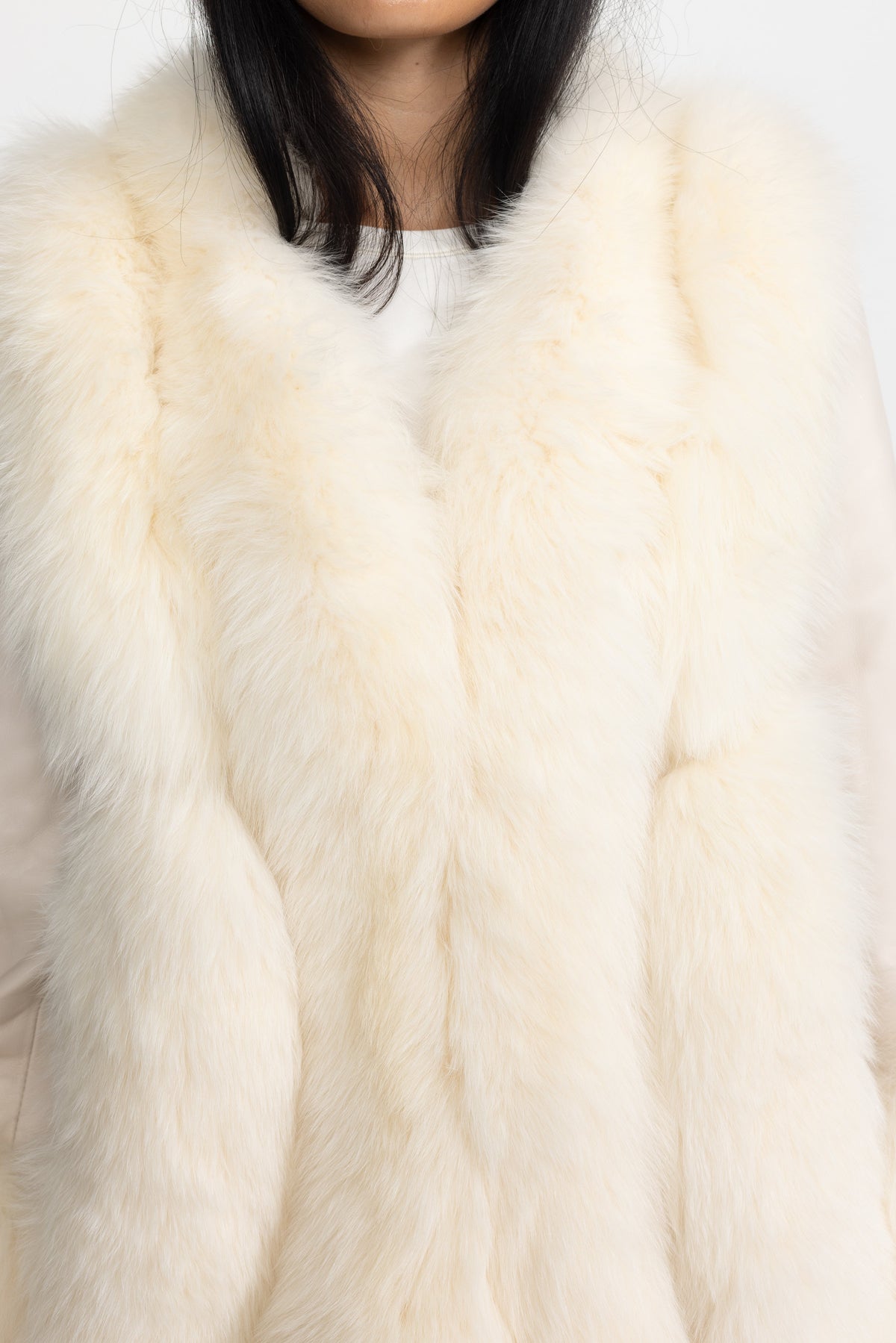 Athénaïs Ivoire Fox Fur Panel Shearling Jacket