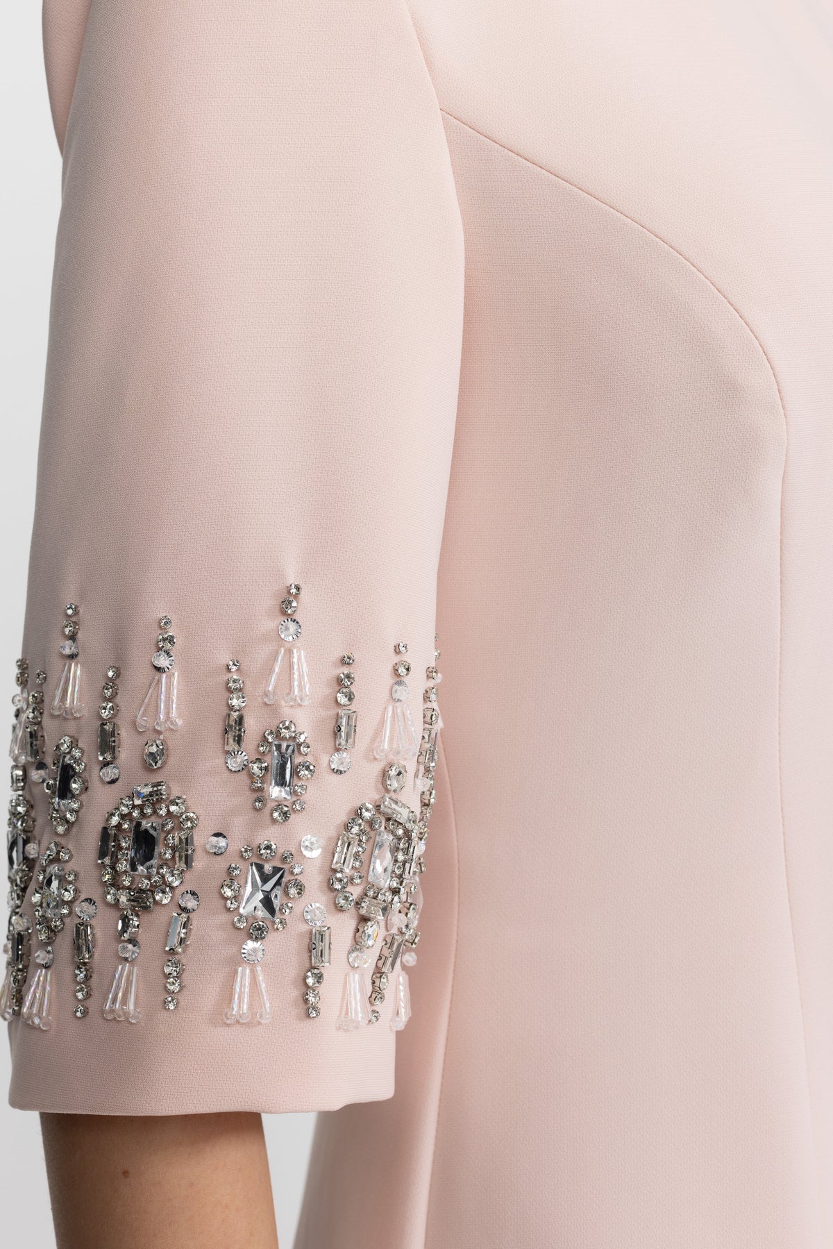 Félicie Pink Crystal Embellished Collar and Cuff Maxi Dress