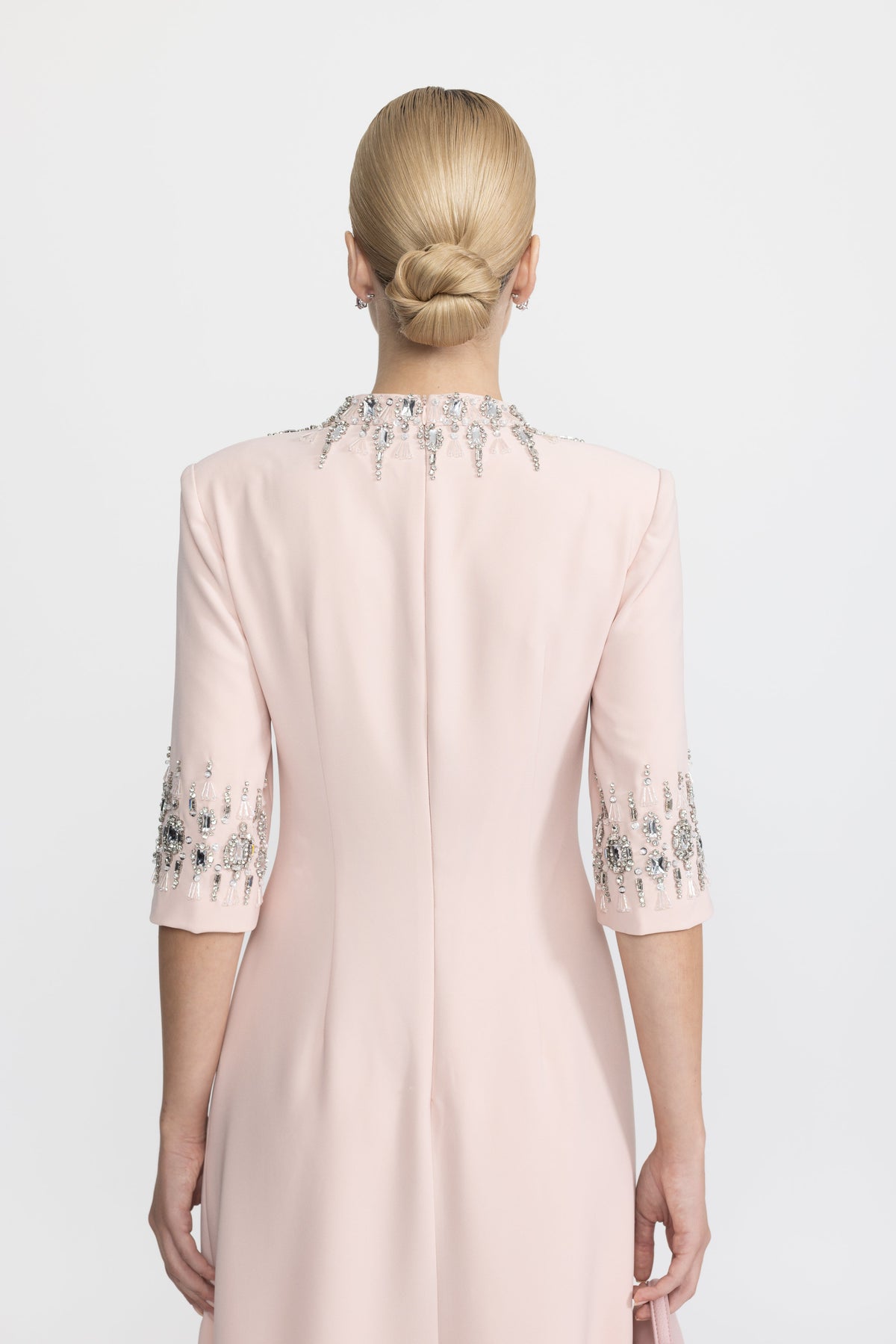 Félicie Pink Crystal Embellished Collar and Cuff Maxi Dress