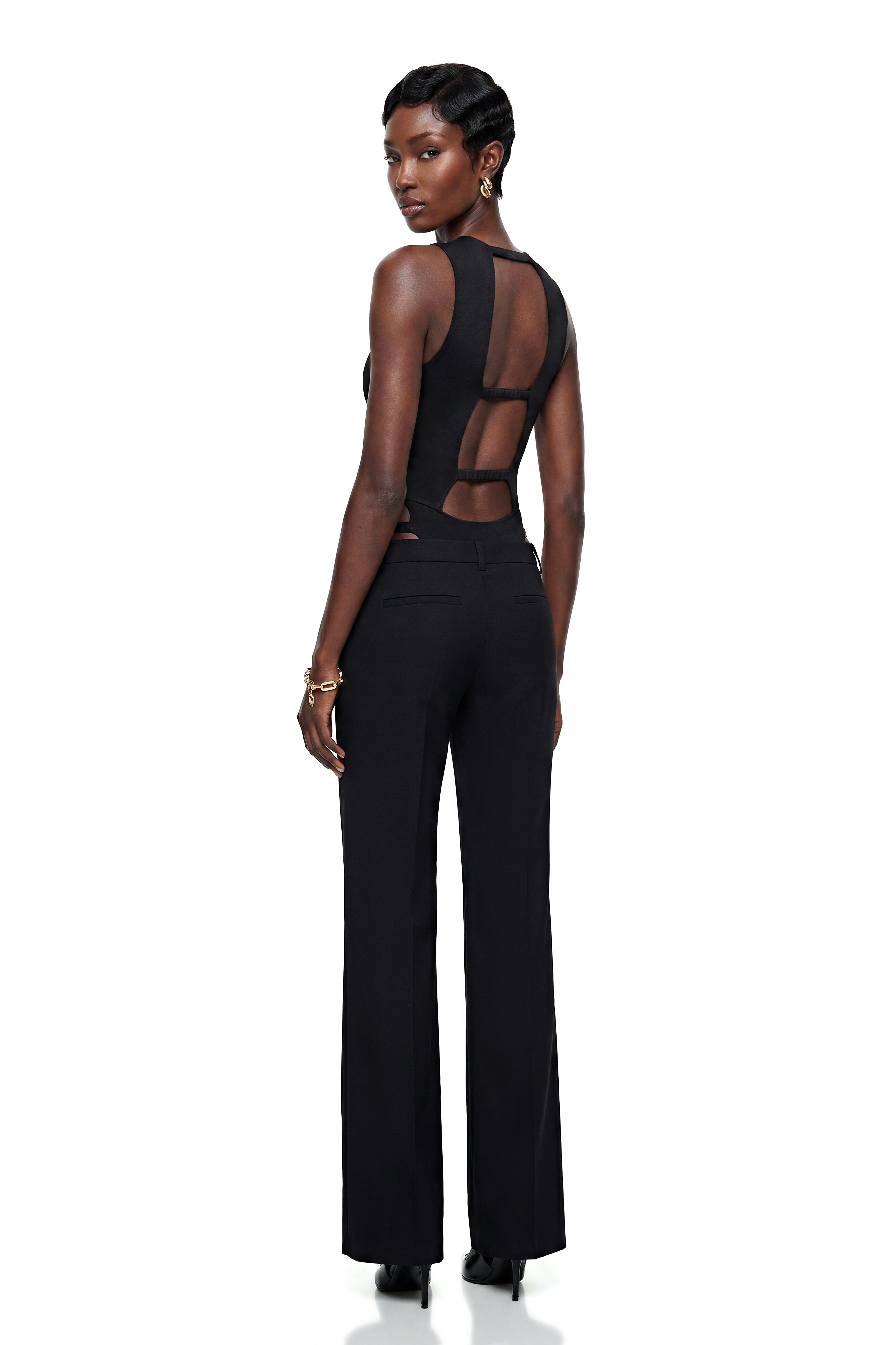Ilinca Black Open Back Bodysuit