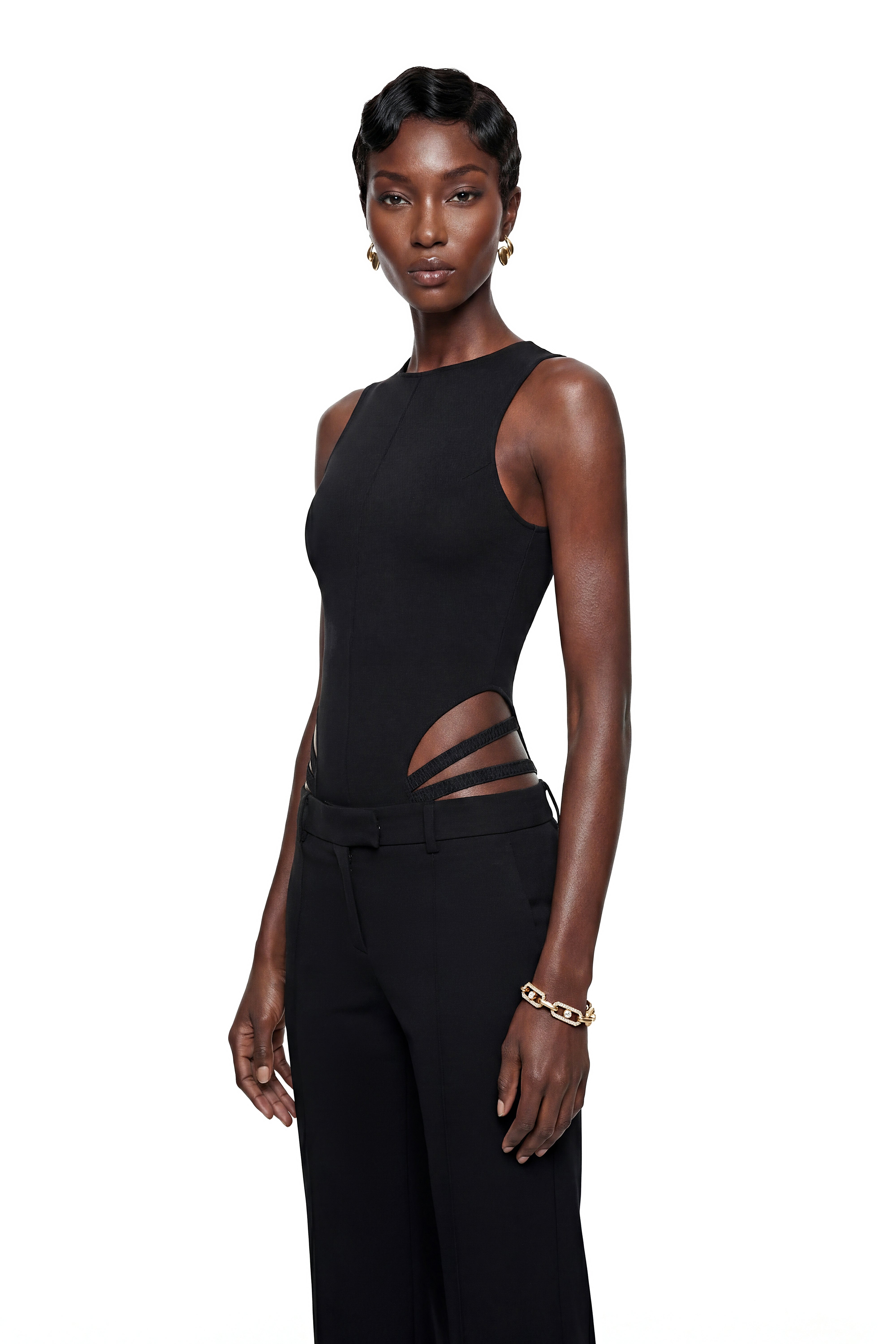 Ilinca Black Open Back Bodysuit