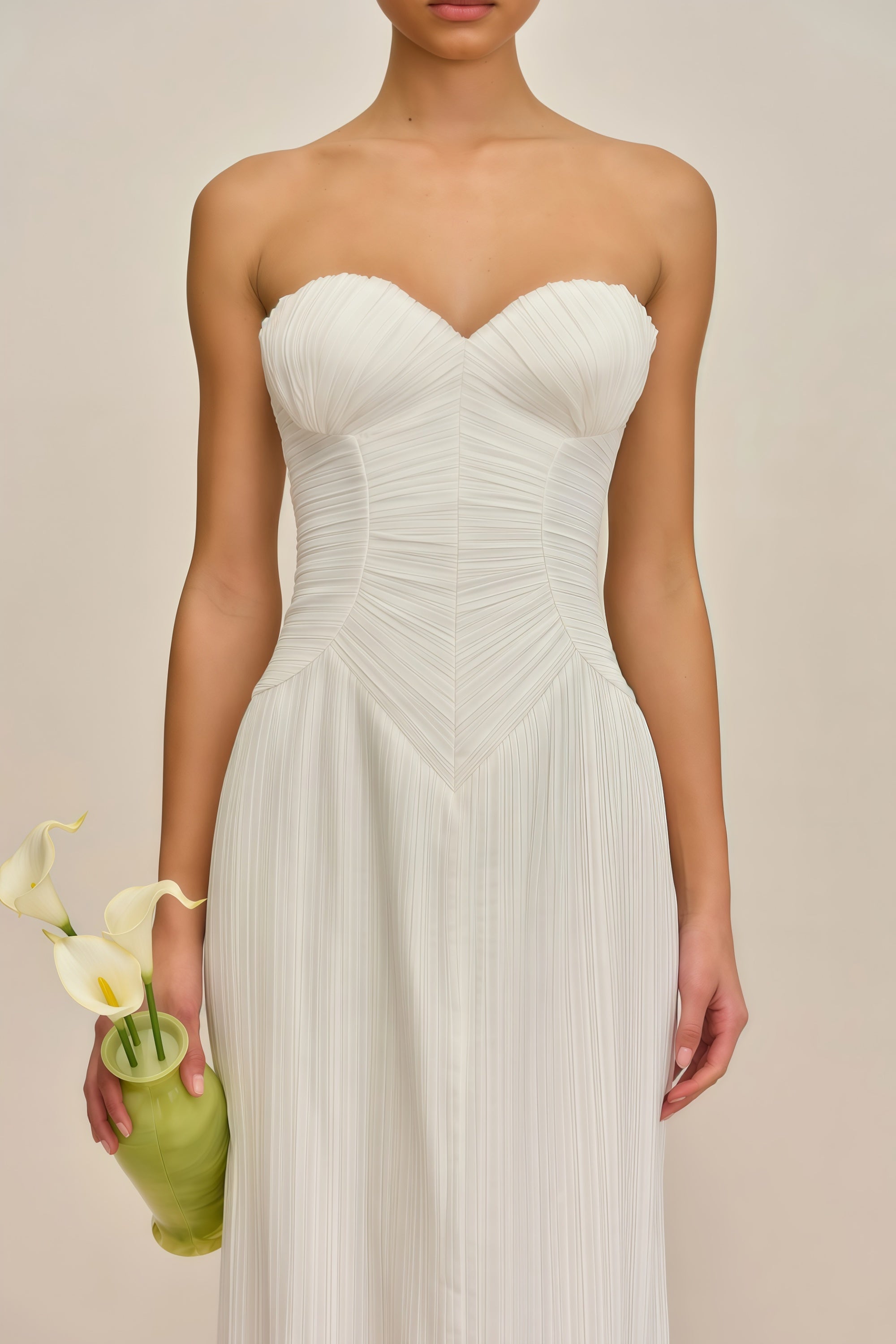 Ilinca White Off-Shoulder Ruched Maxi Dress (Final Sale-US Only)