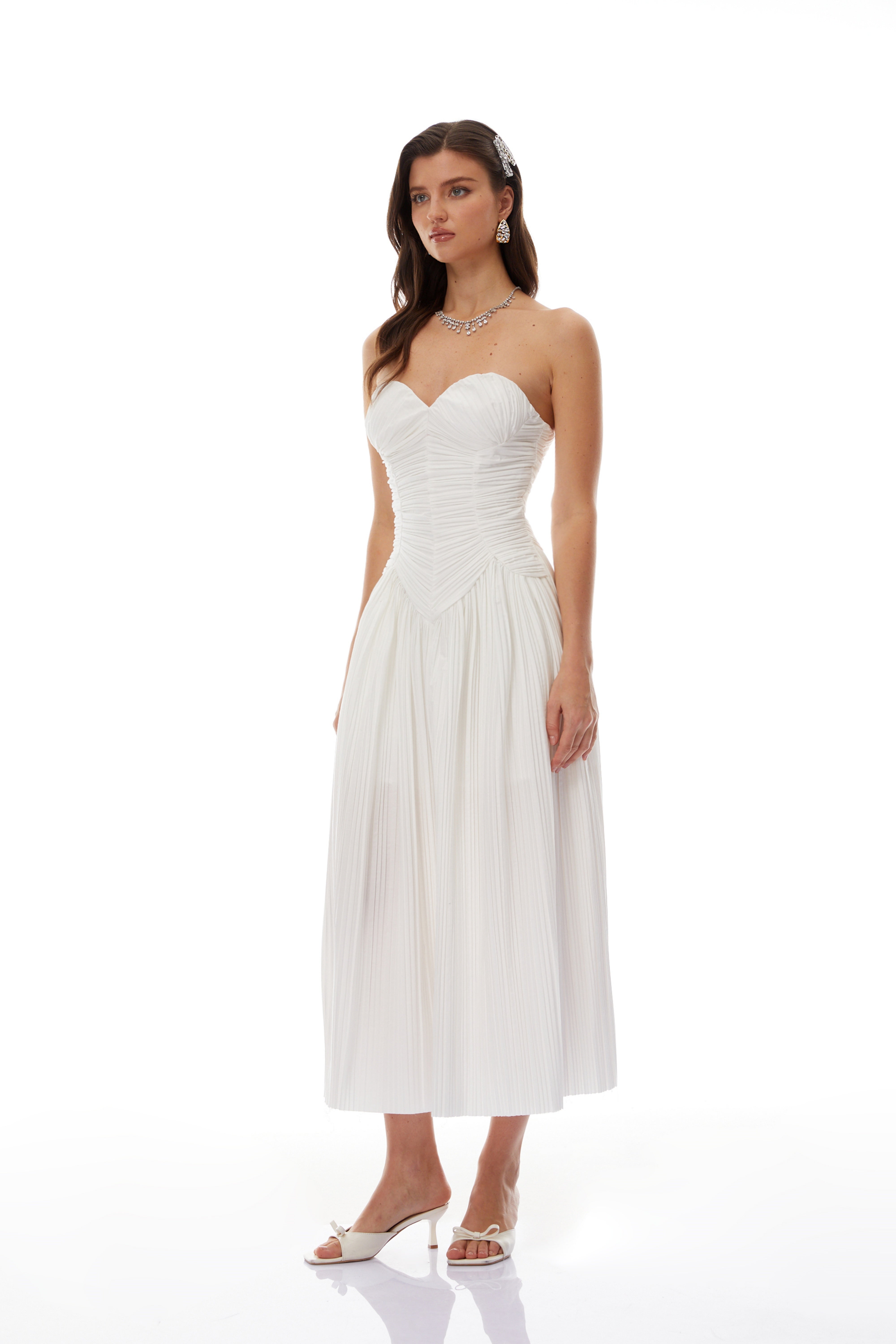 Ilinca White Off-Shoulder Ruched Maxi Dress (Final Sale-US Only)