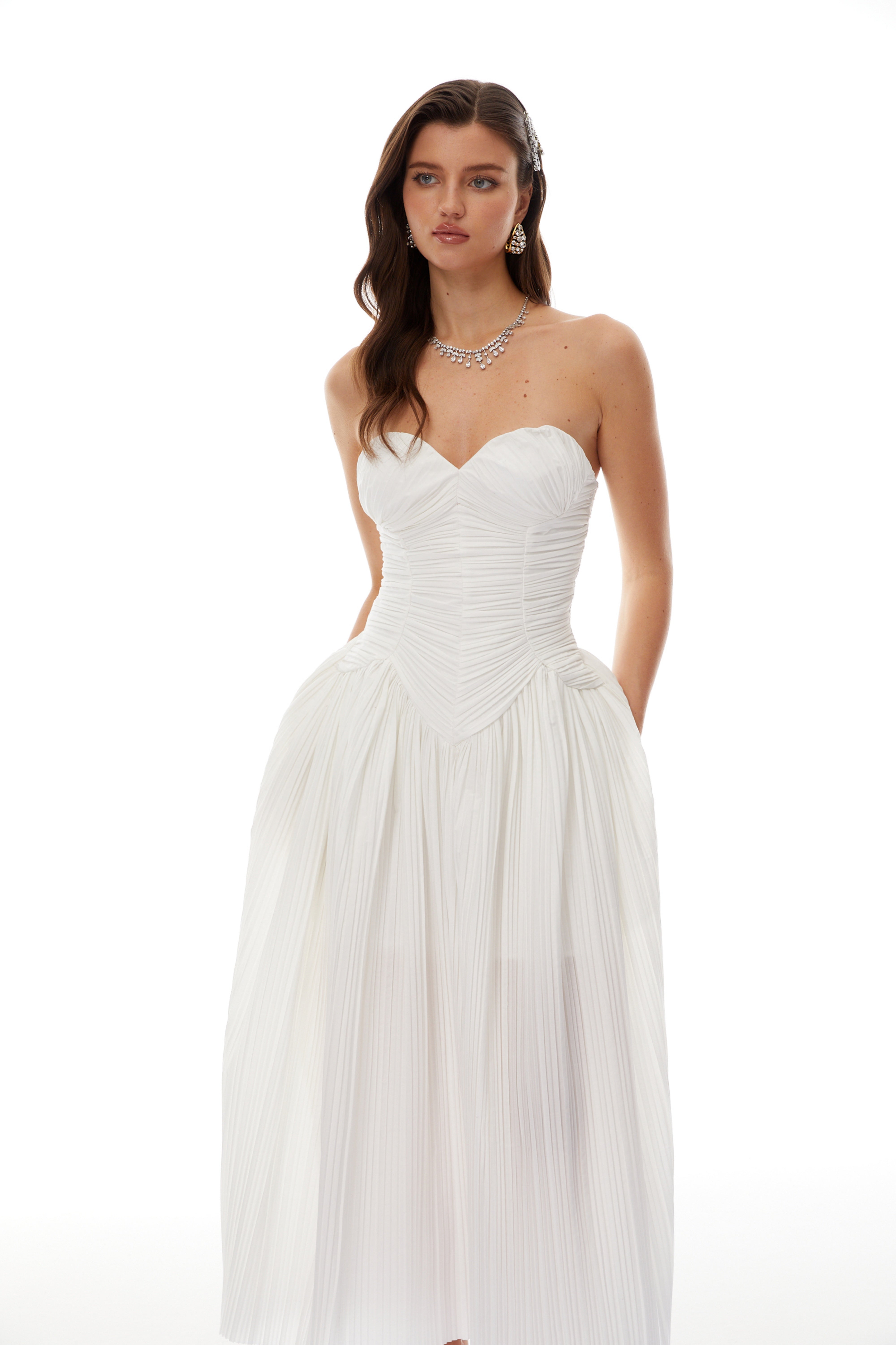 Ilinca White Off-Shoulder Ruched Maxi Dress (Final Sale-US Only)