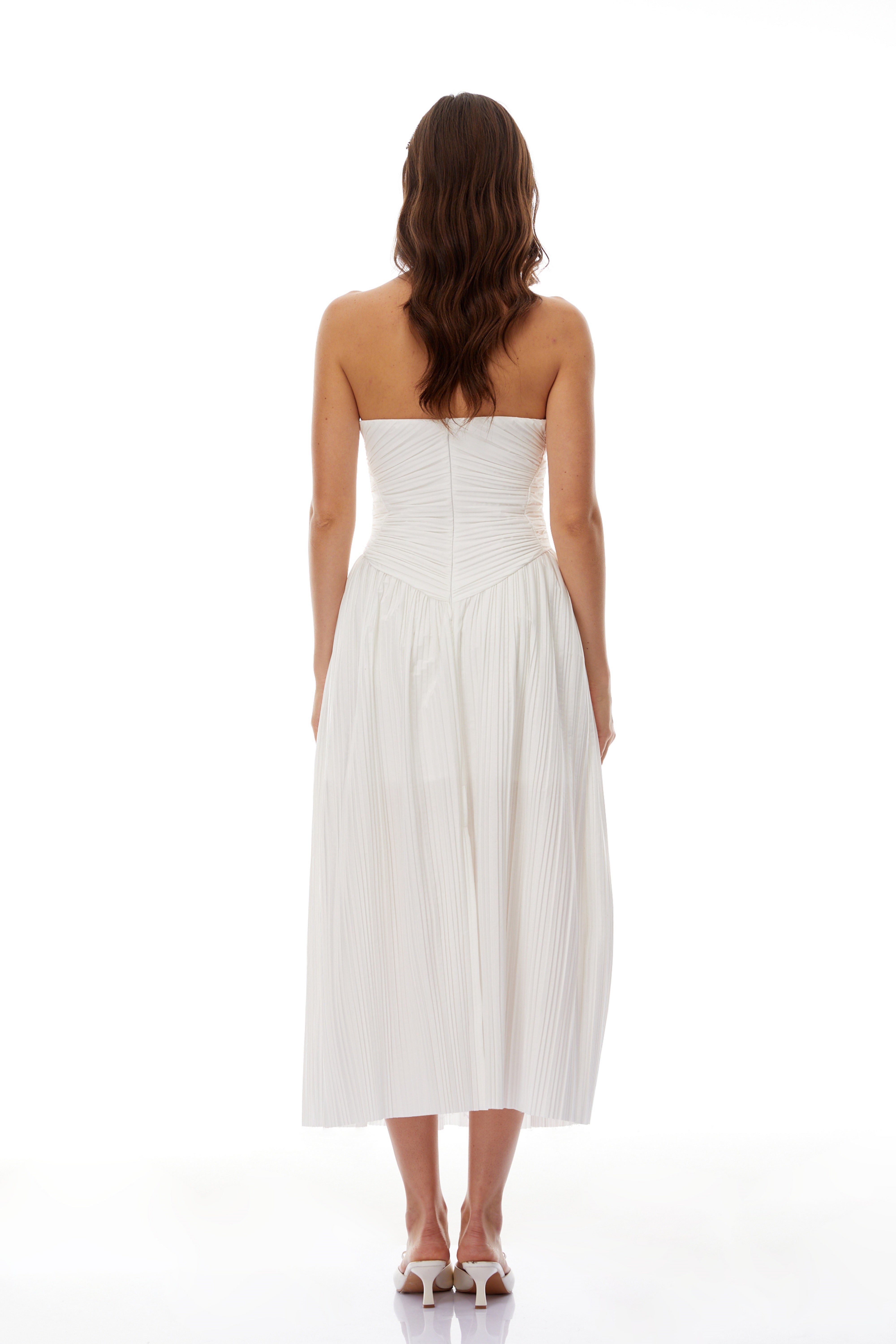 Ilinca White Off-Shoulder Ruched Maxi Dress (Final Sale-US Only)