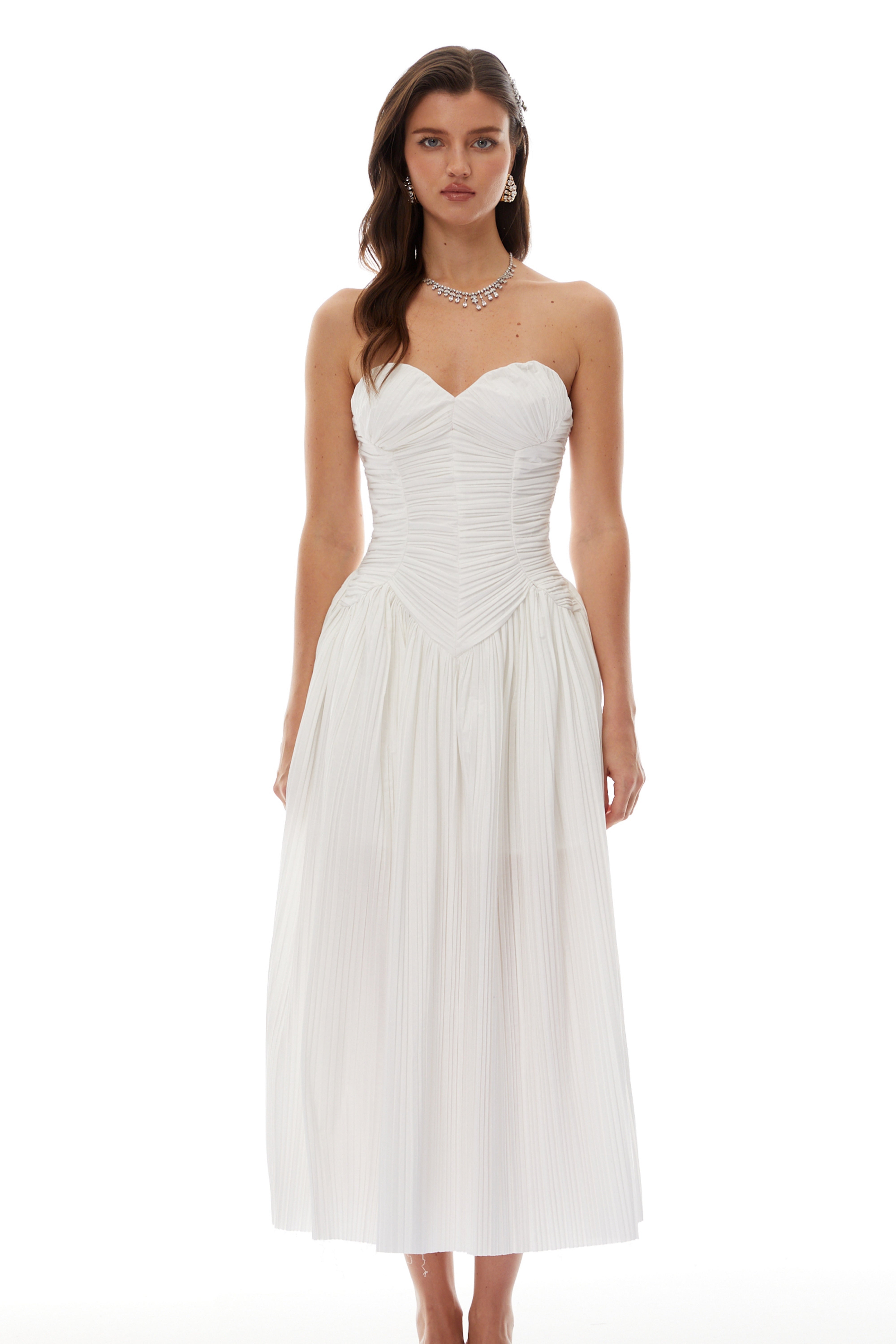 Ilinca White Off-Shoulder Ruched Maxi Dress (Final Sale-US Only)