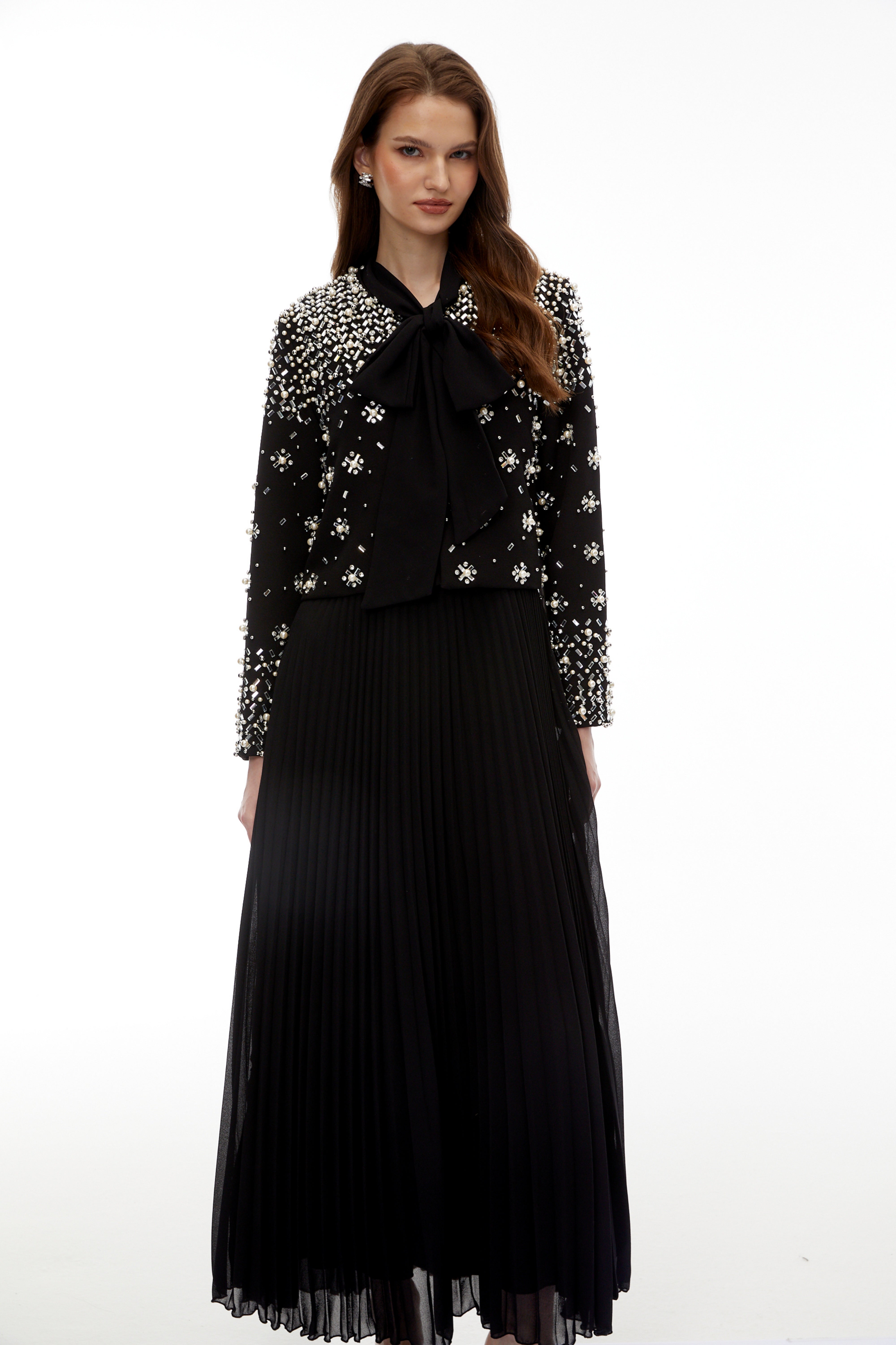 Imogen Black Embellished Jacket & Dress Set
