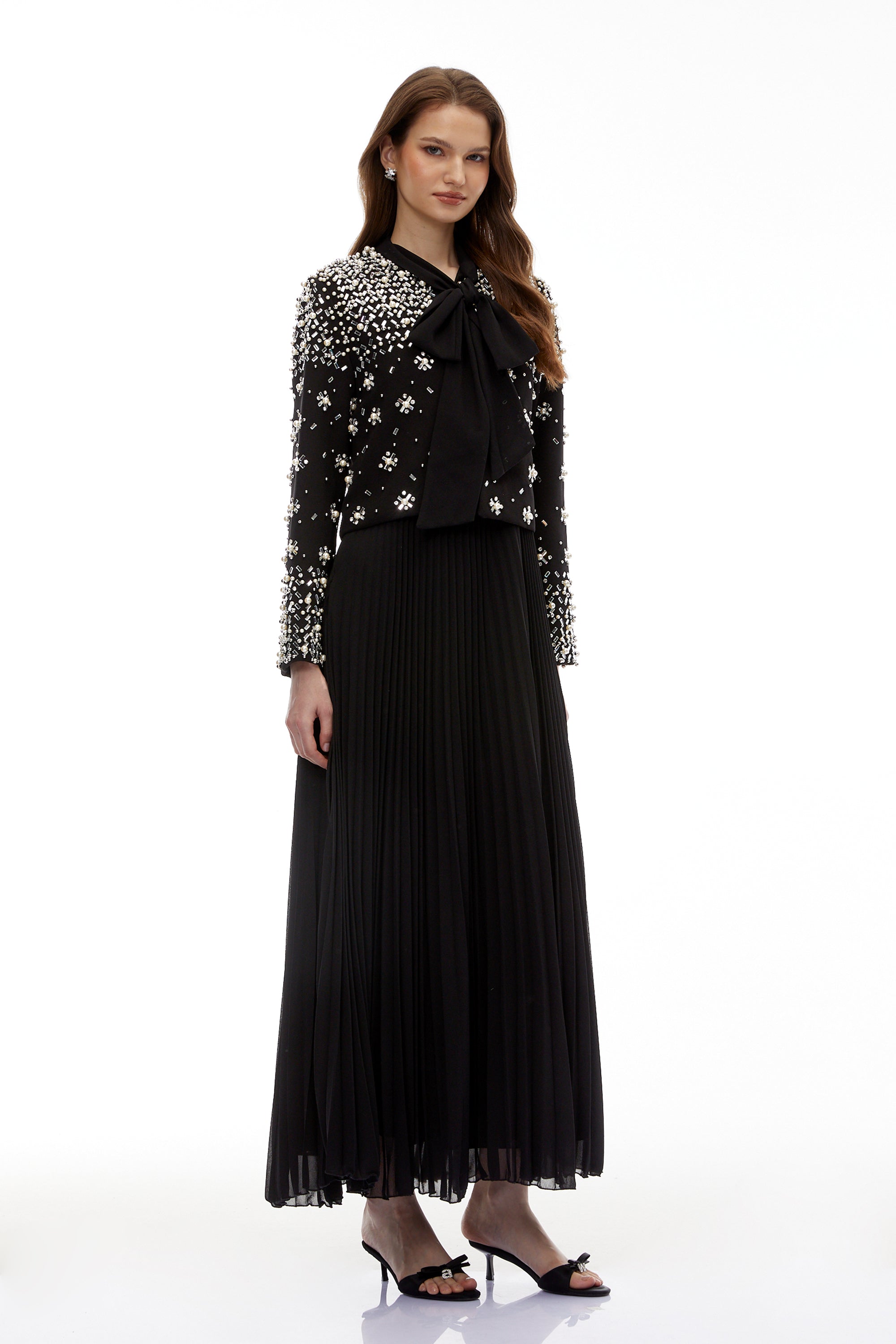 Imogen Black Embellished Jacket & Dress Set (Final Sale)