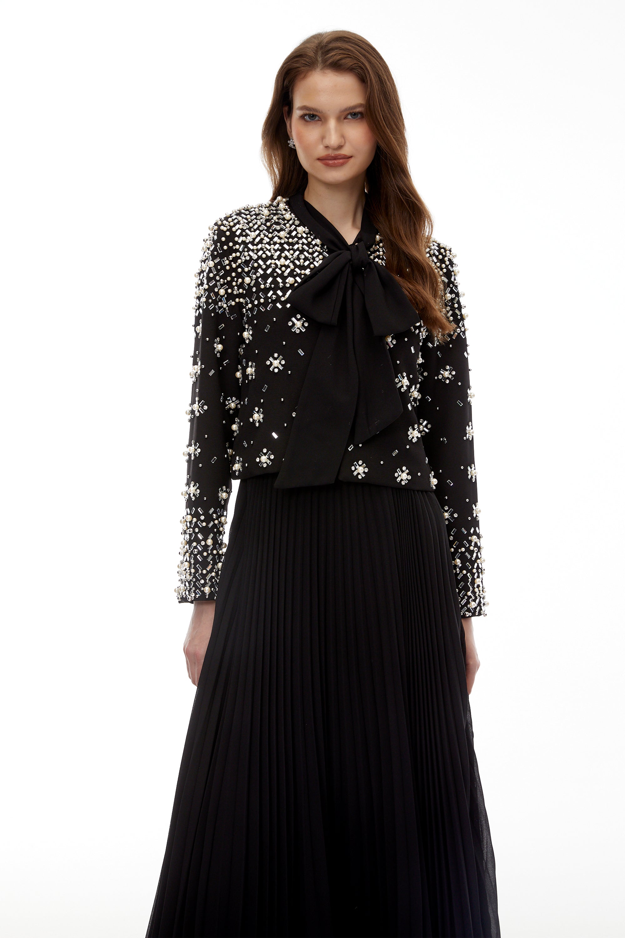 Imogen Black Embellished Jacket & Dress Set (Final Sale)