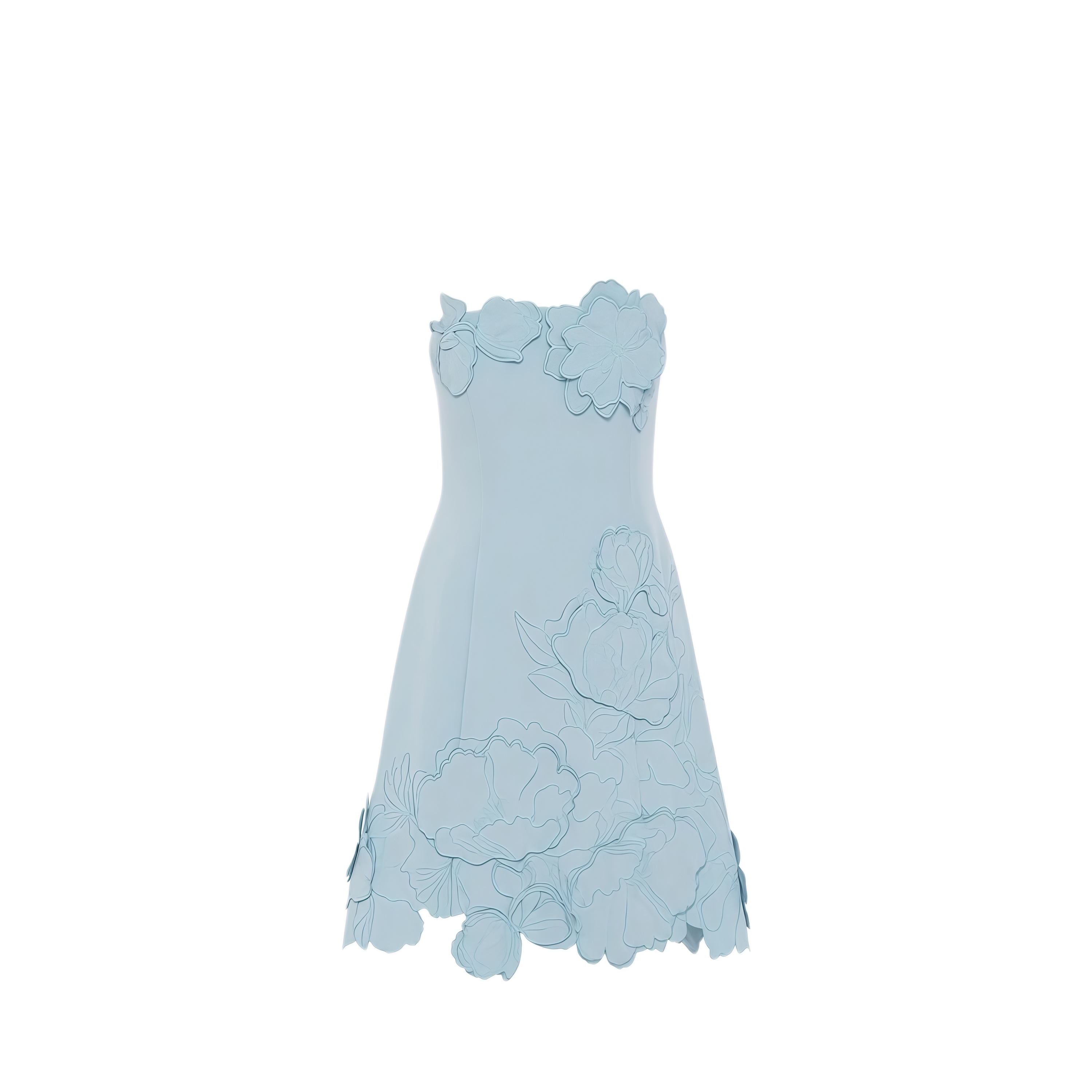 Inga Blue Strapless Floral Embroidered Mini Dress (Final Sale-US Only)