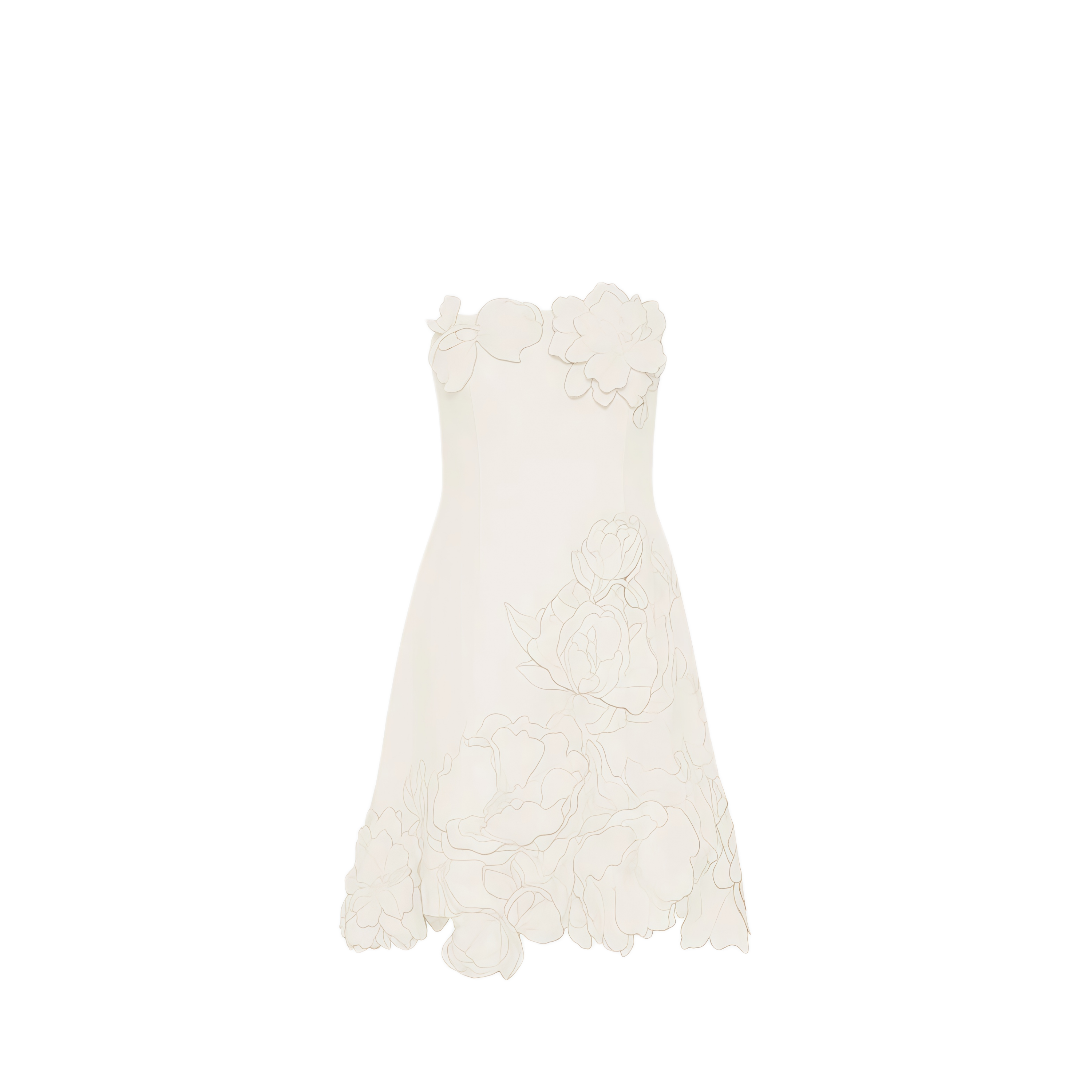 Inga Cream White Strapless Floral Embroidered Mini Dress