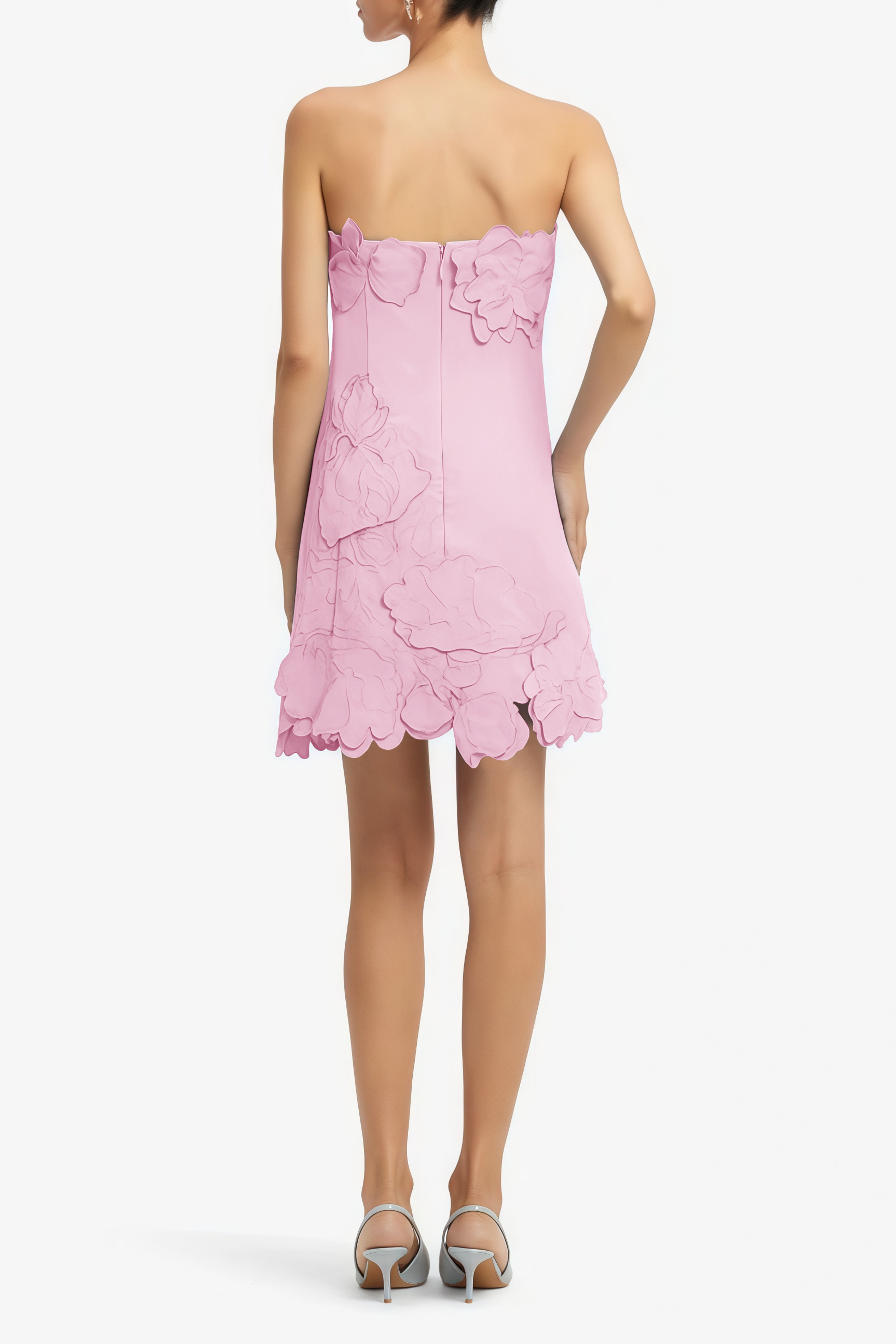 Inga Pink Strapless Floral Embroidered Mini Dress (Final Sale-US Only)