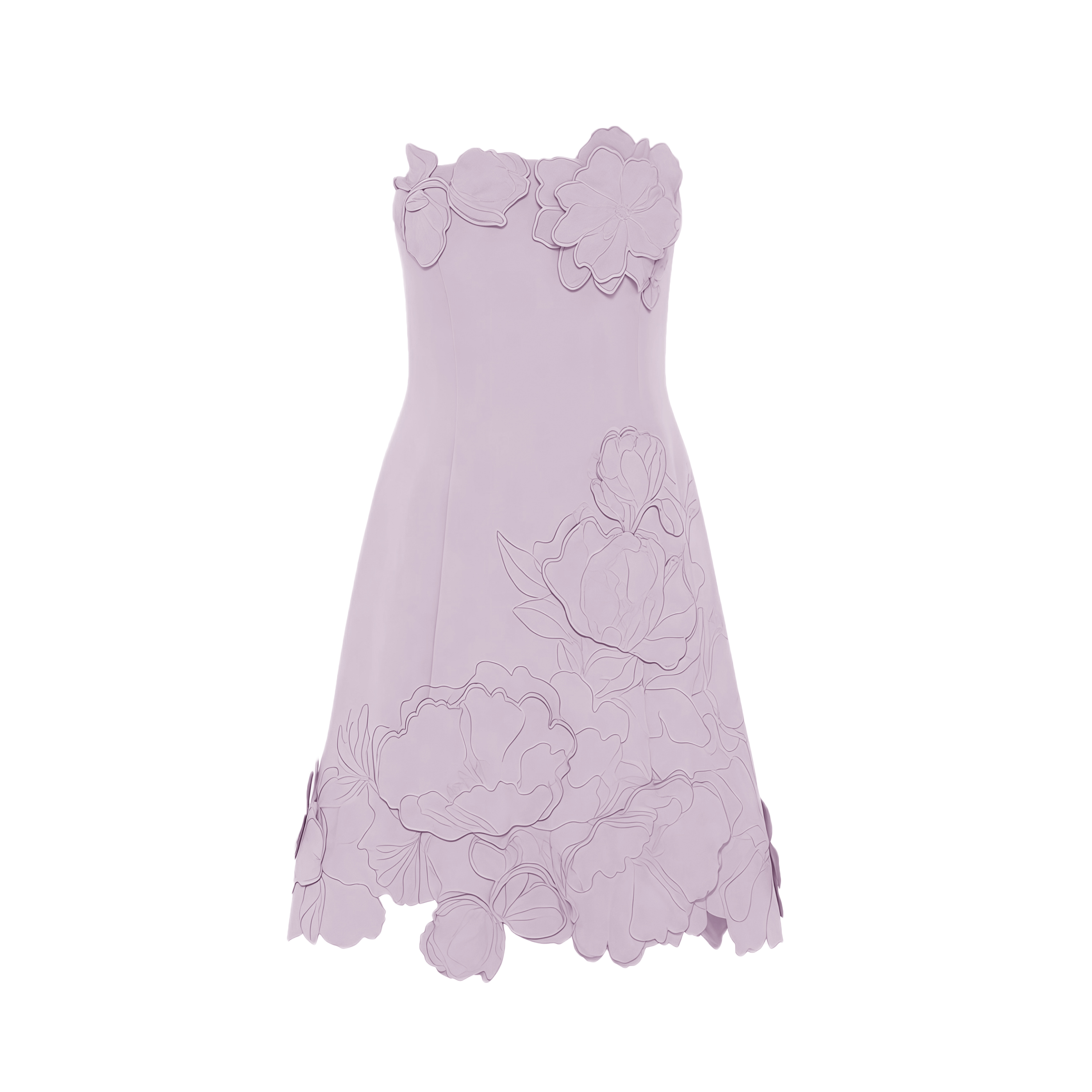 Inga Purple Strapless Floral Embroidered Mini Dress