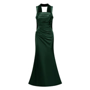 Inmaculada Emerald Ruched Satin Maxi Dress