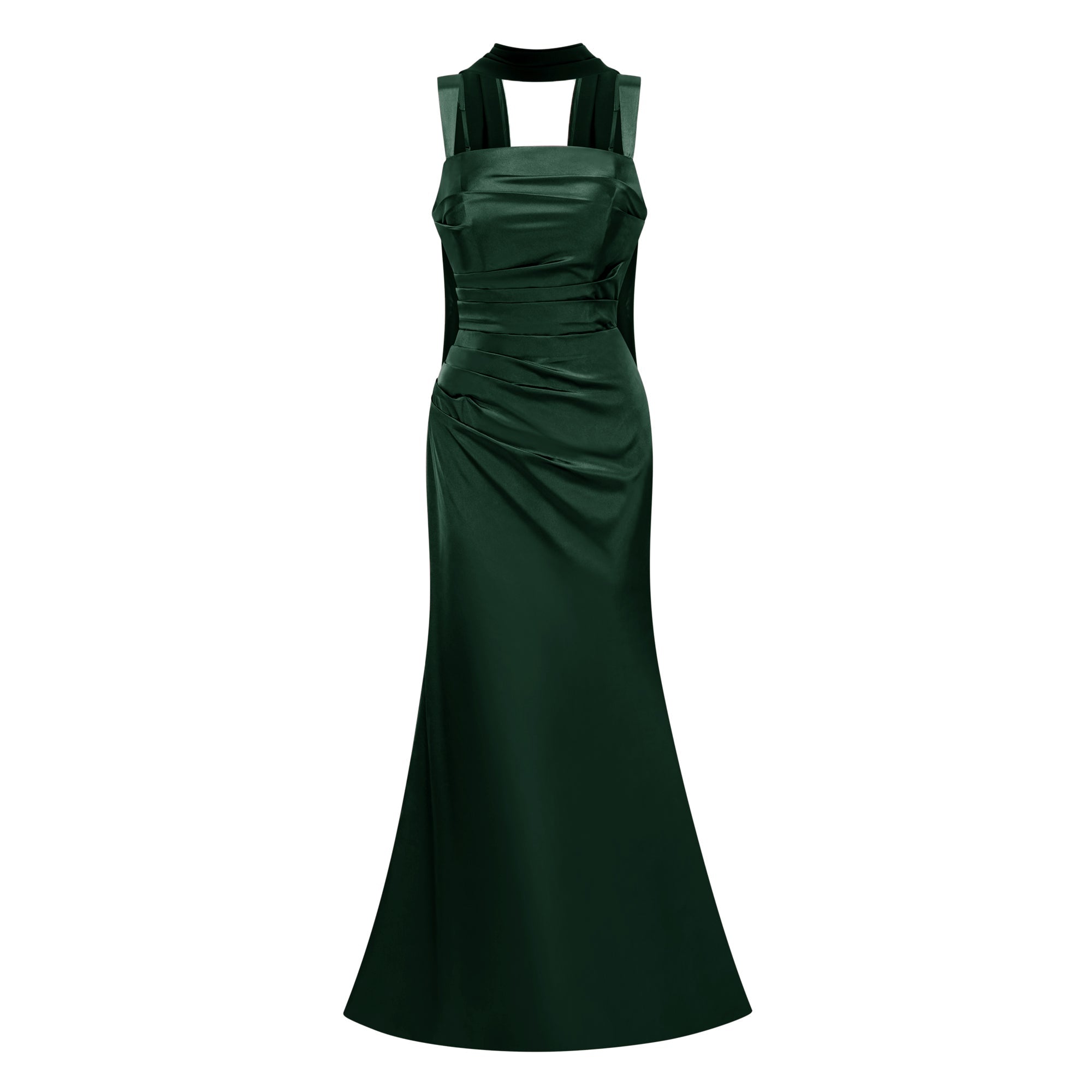 Inmaculada Emerald Ruched Satin Maxi Dress