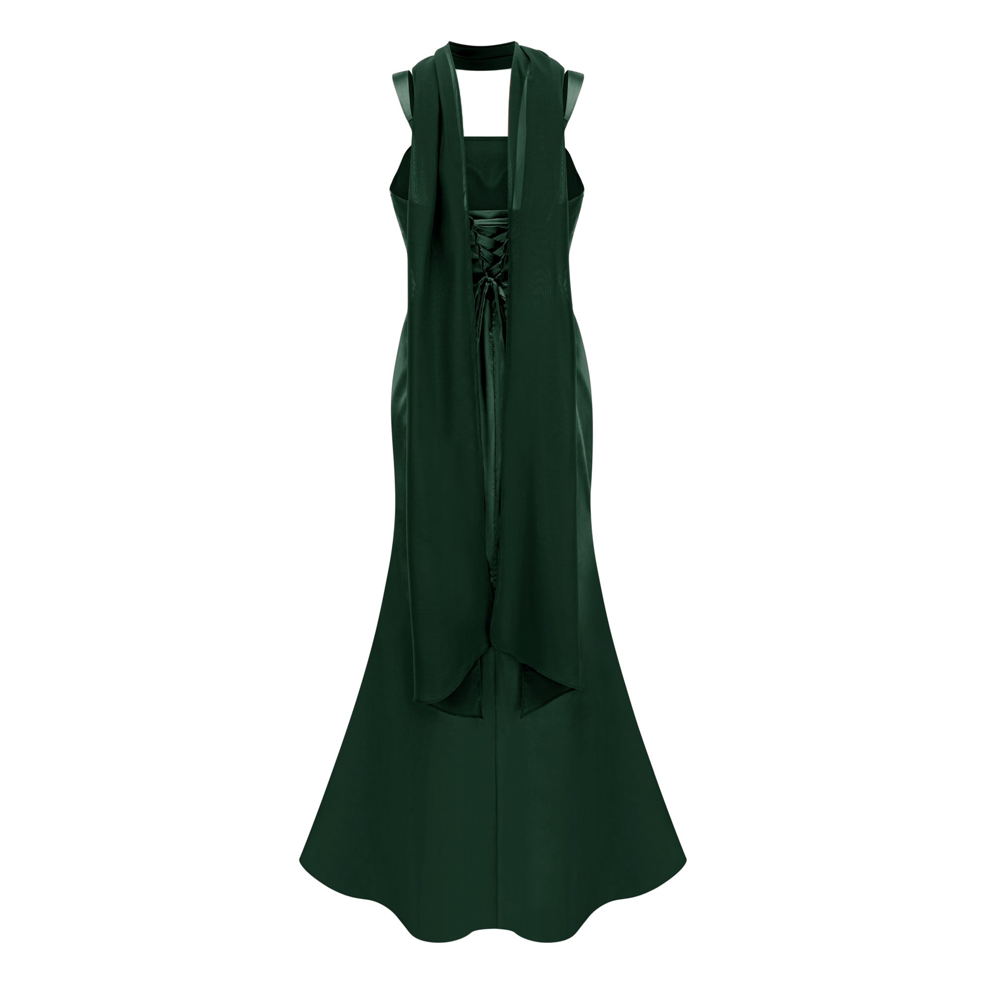 Inmaculada Emerald Ruched Satin Maxi Dress