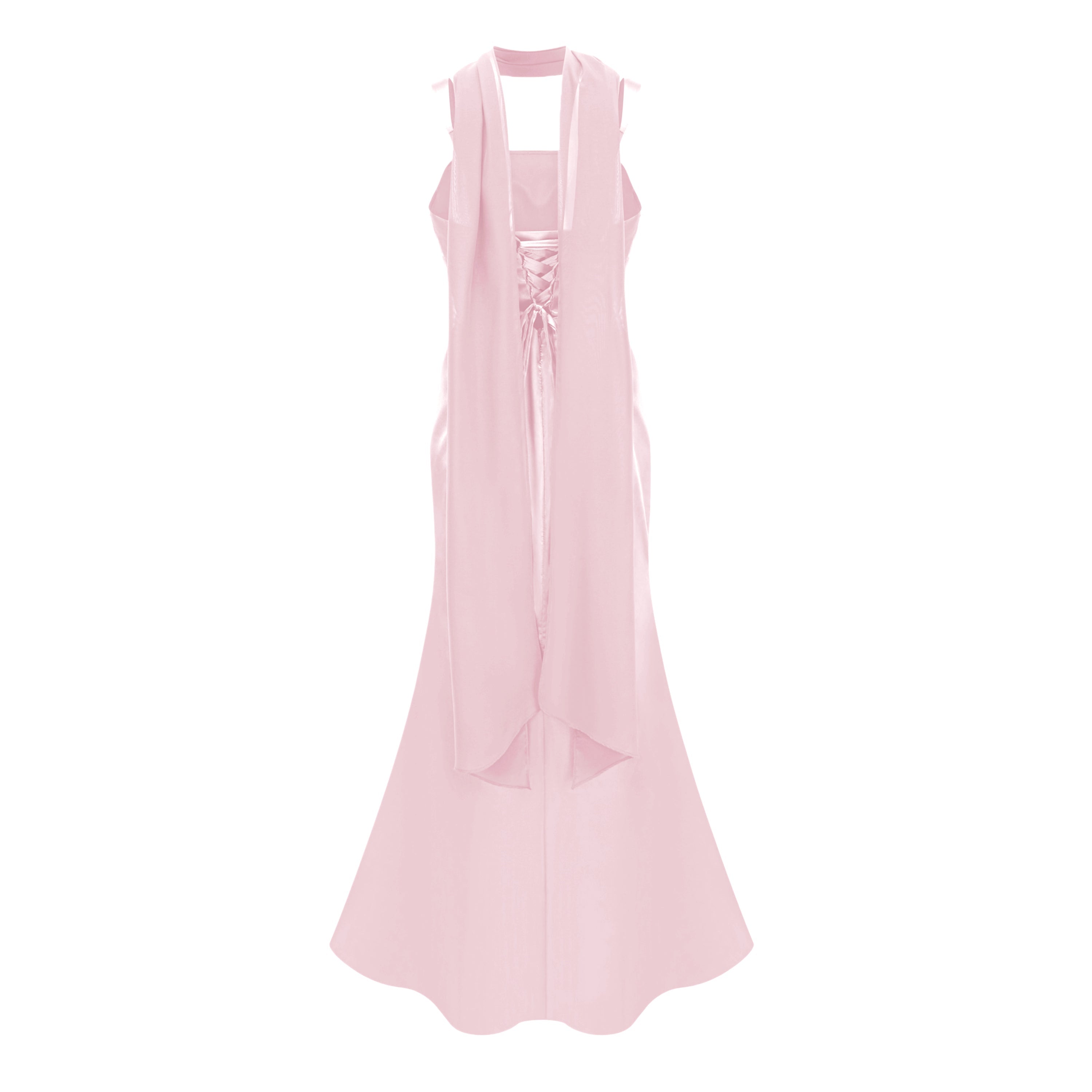 Inmaculada Pink Ruched Satin Maxi Dress