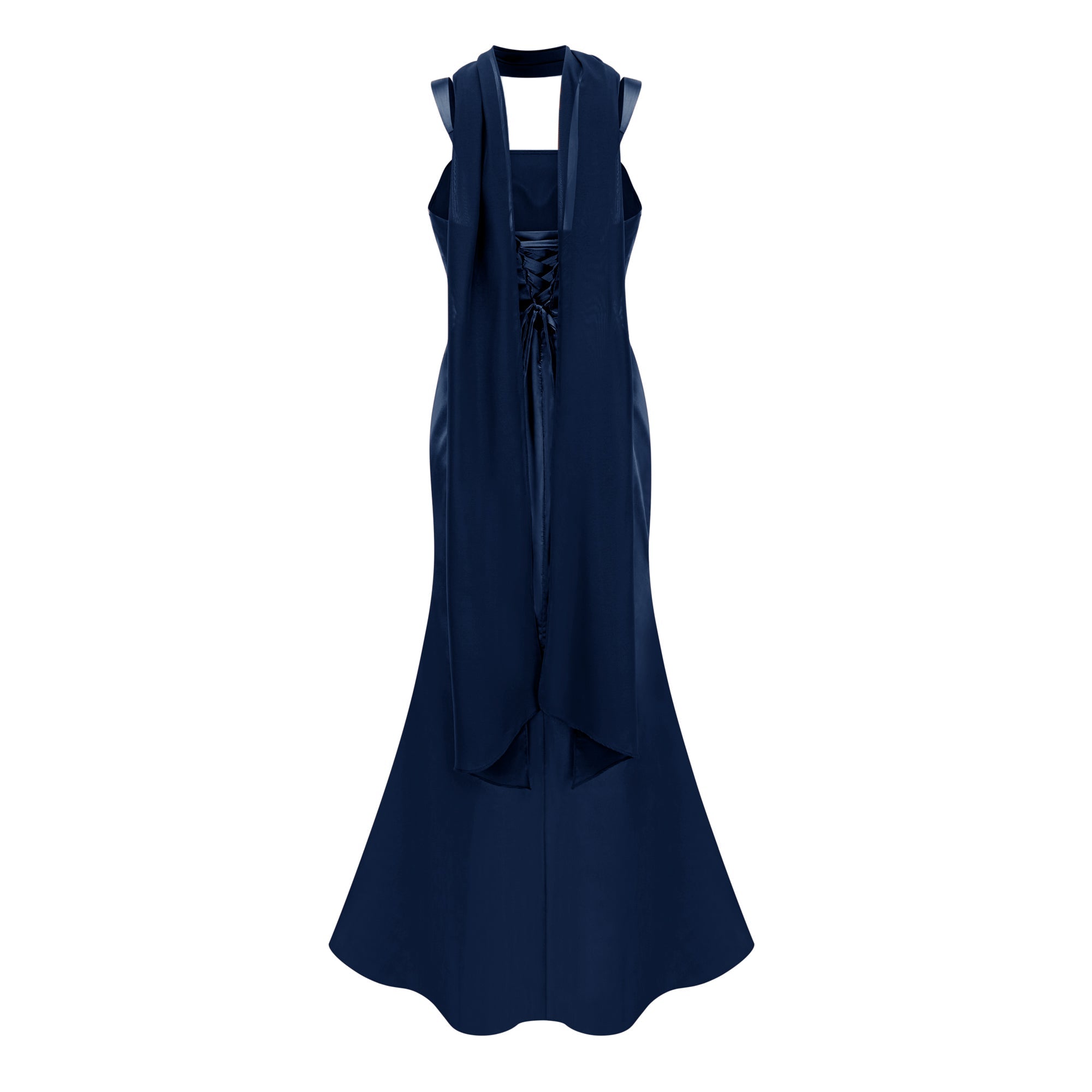 Inmaculada Sapphire Ruched Satin Maxi Dress