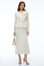 Iona Cream Lace Maxi Dress with 3D Florals