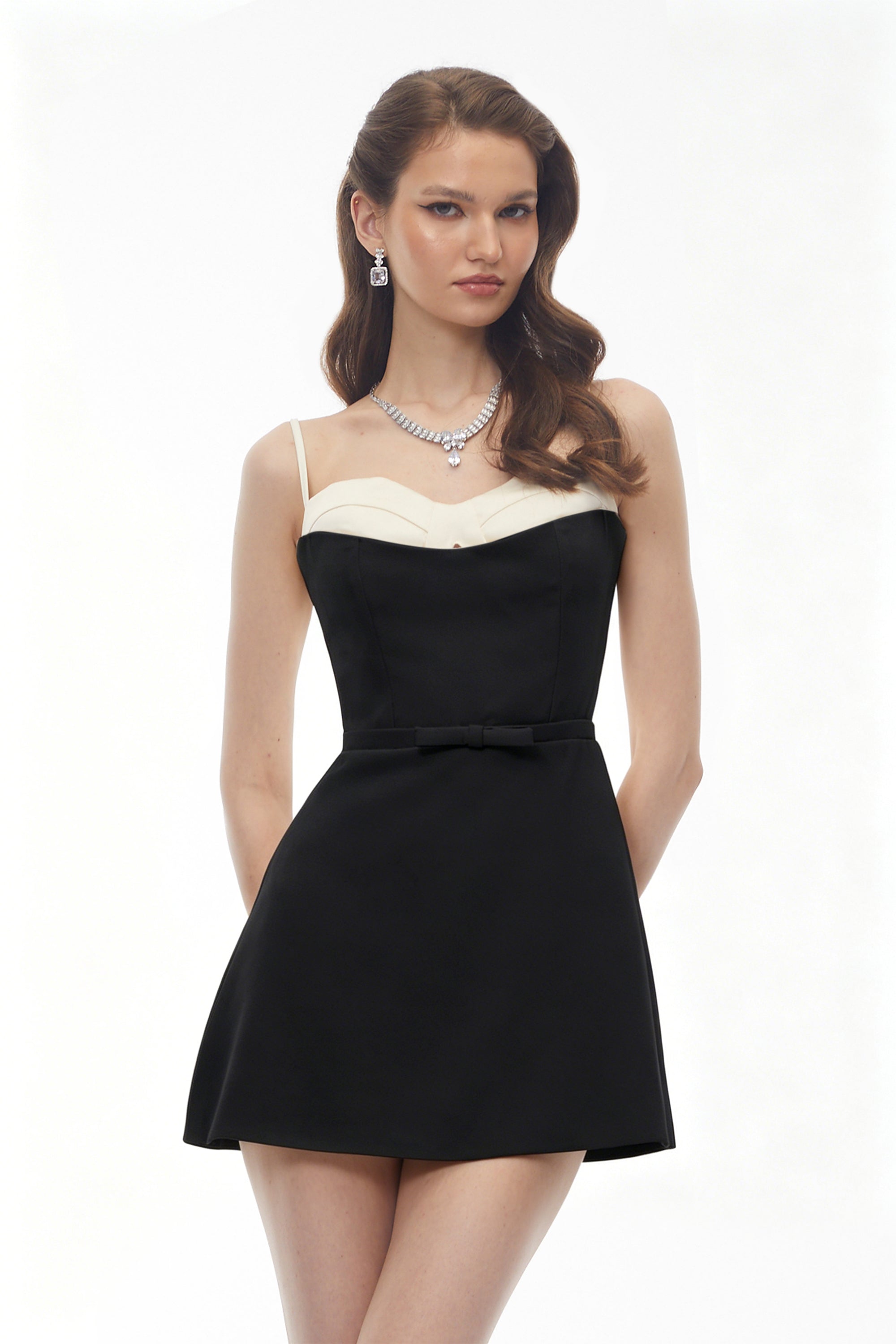 Isabelle Black Color Block Mini Dress