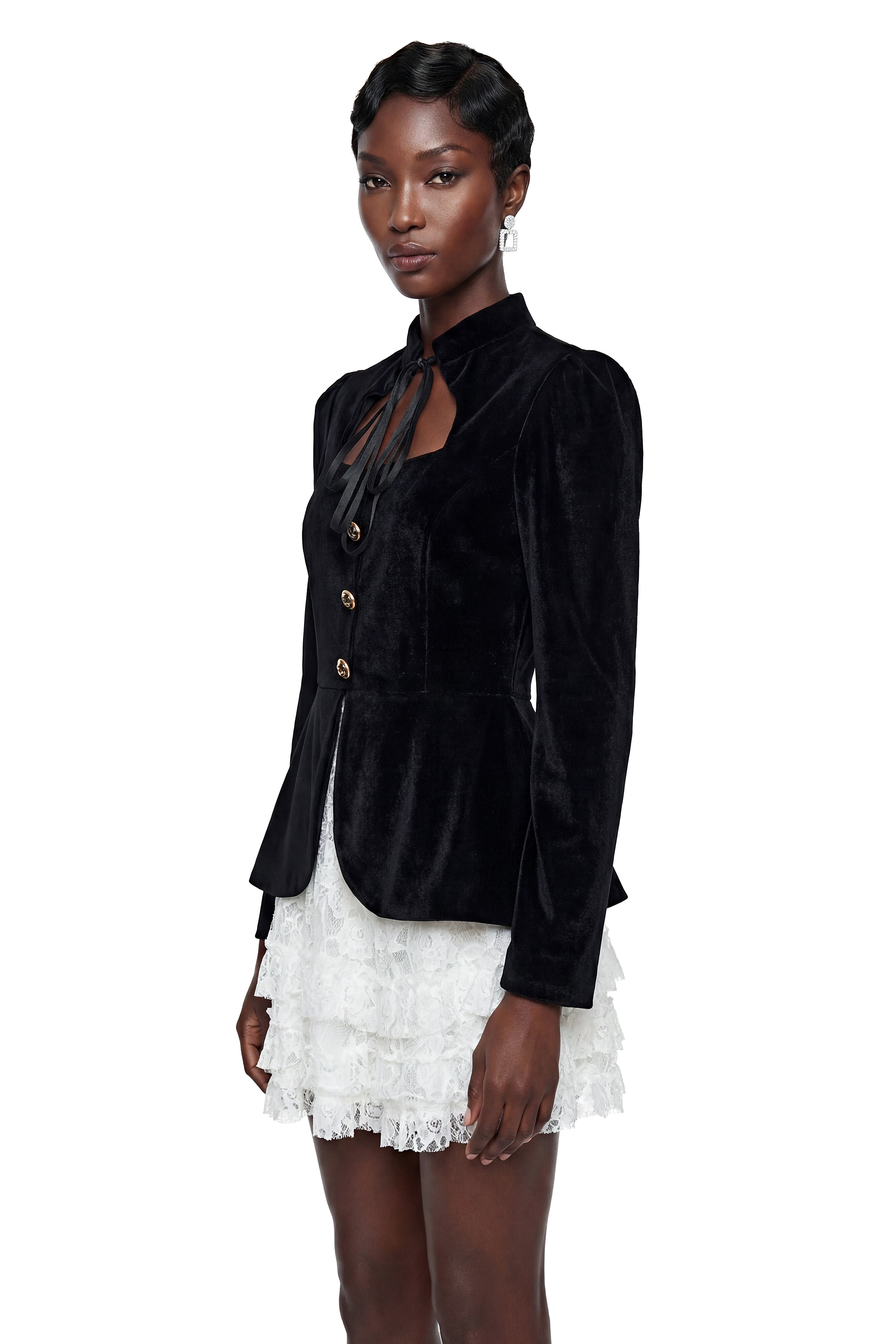 Iseult Color Block Puff Blouse & Ruffled Skirt Set