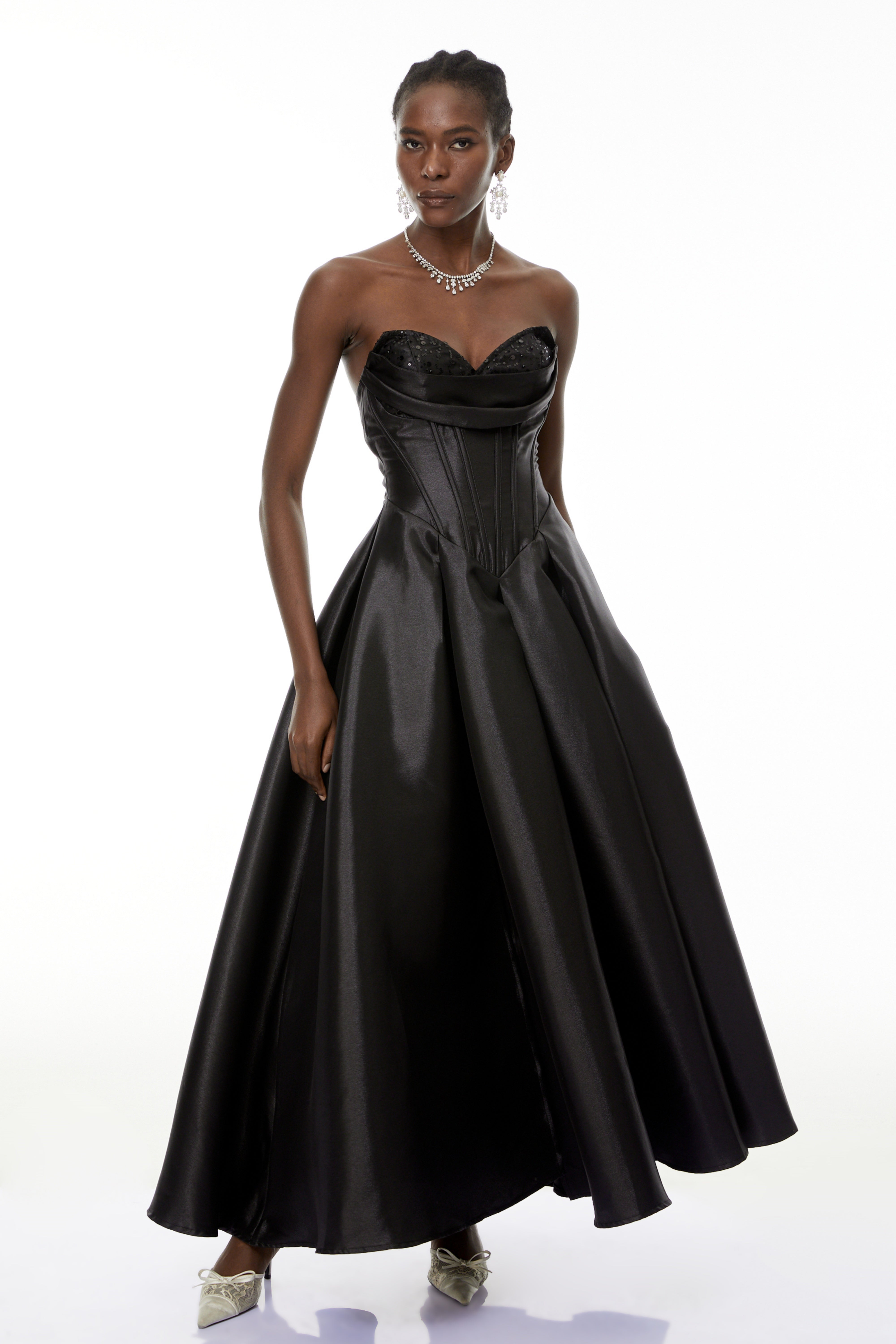Ivana Black Corset Bodice Maxi Gown (Final Sale-US Only)