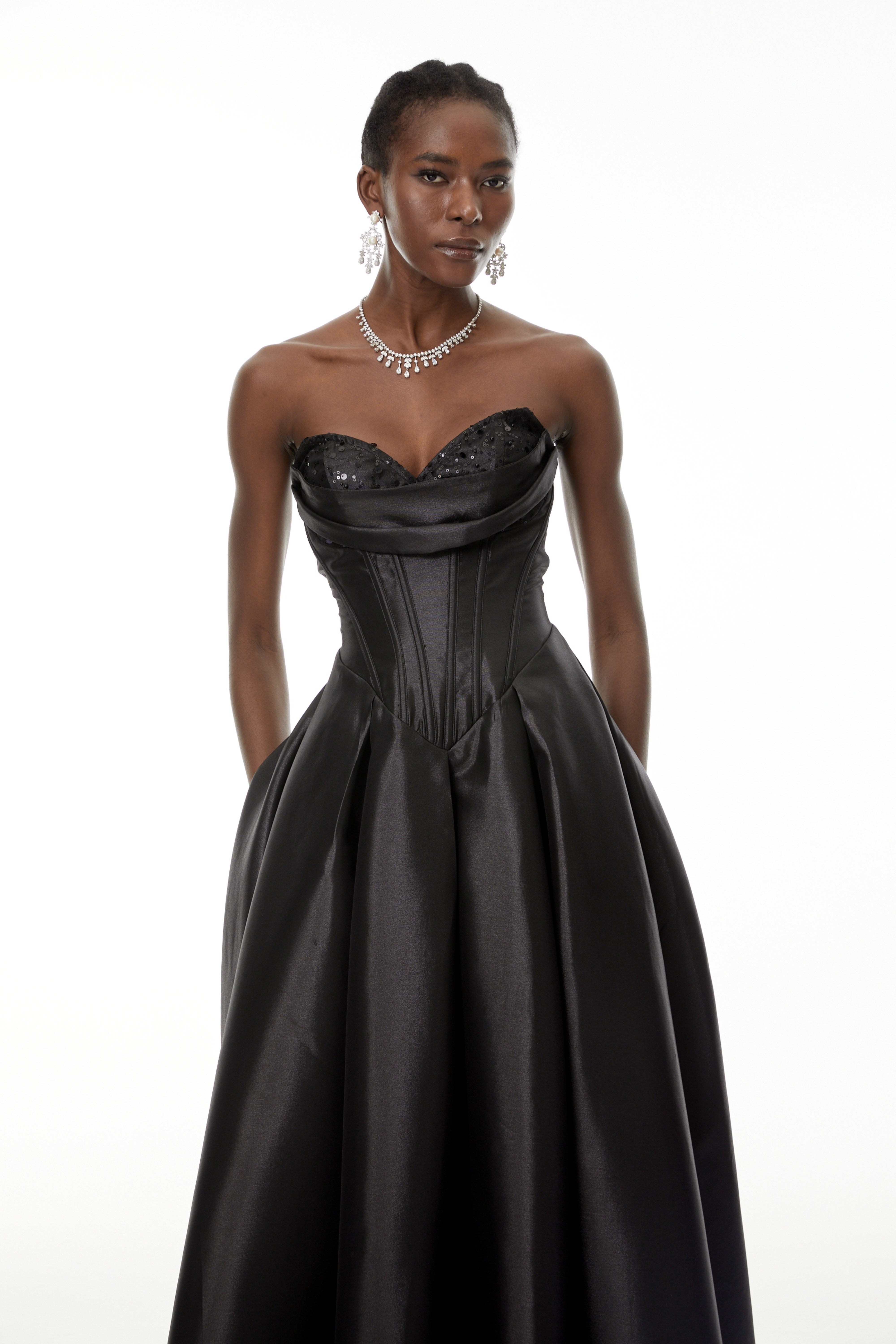 Ivana Black Corset Bodice Maxi Gown (Final Sale-US Only)