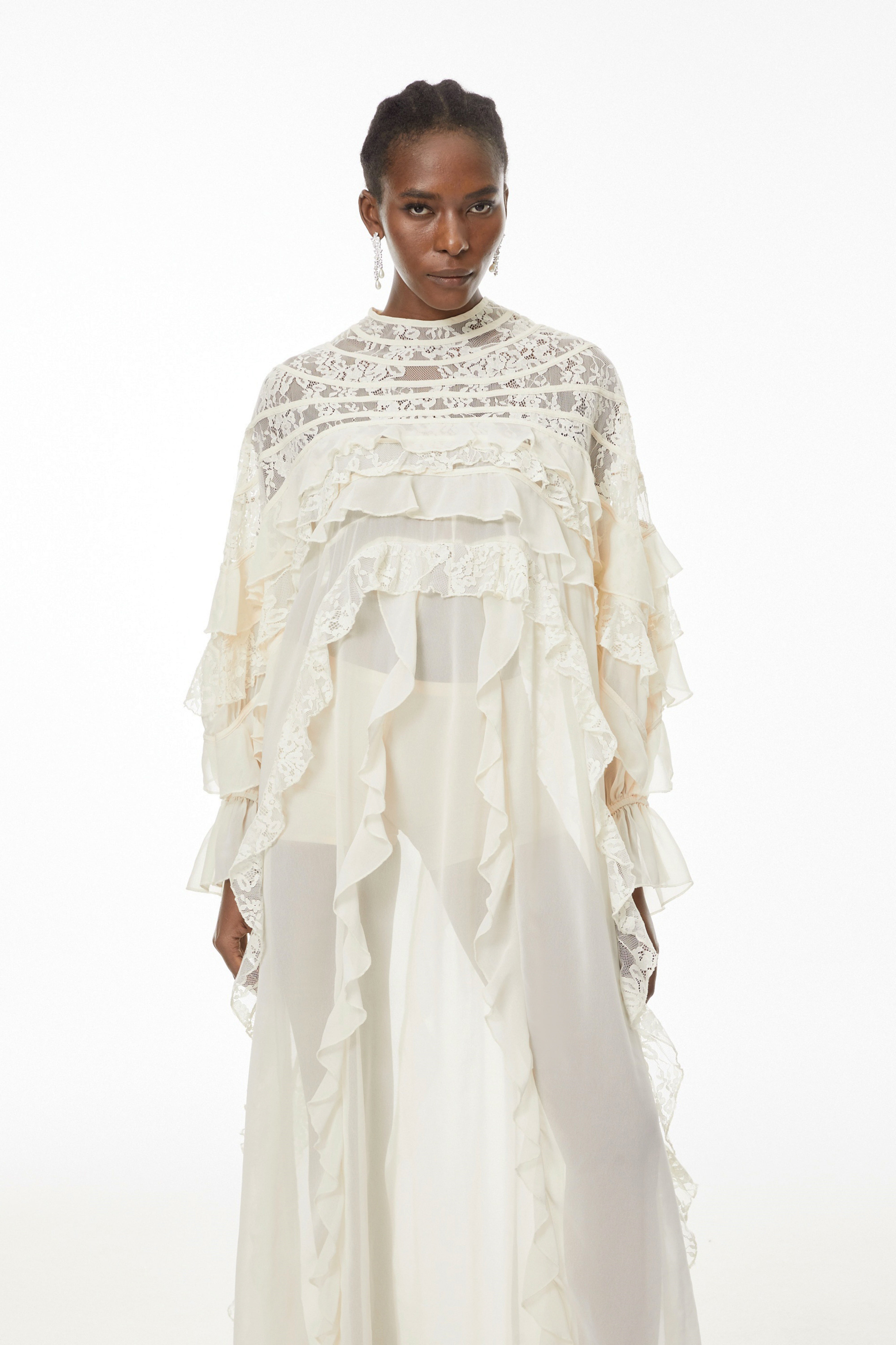 Ivana Neutrals Lace Ruched Maxi Dress (Final Sale-US Only)