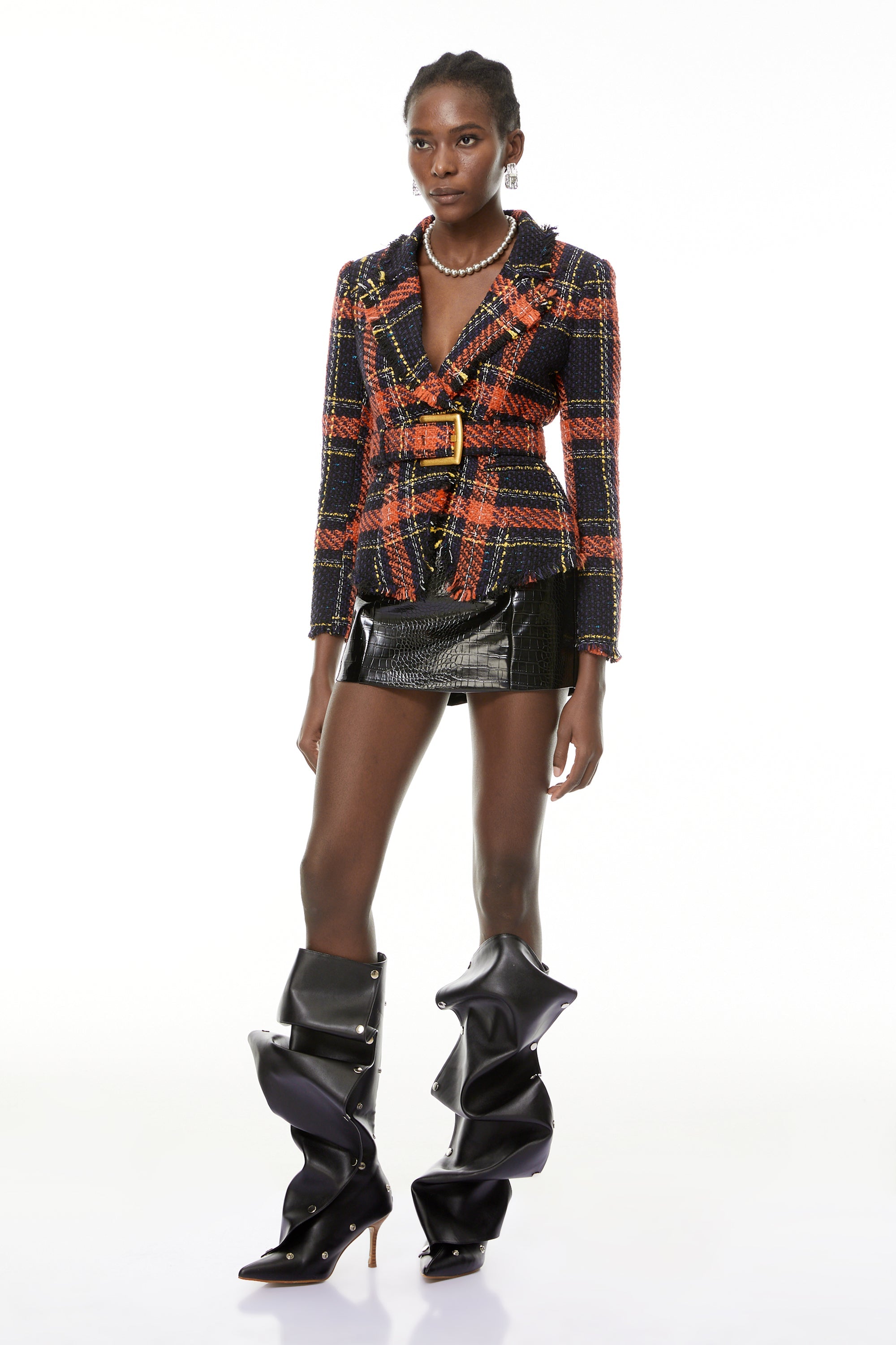 Jenna Black Plaid Weave Design Jacket