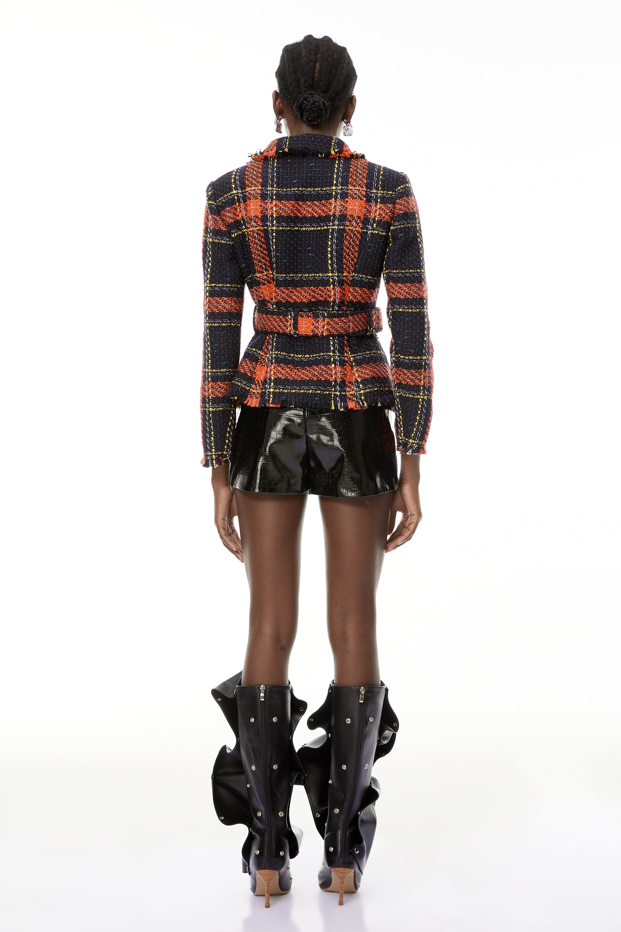 Jenna Black Plaid Weave Design Jacket