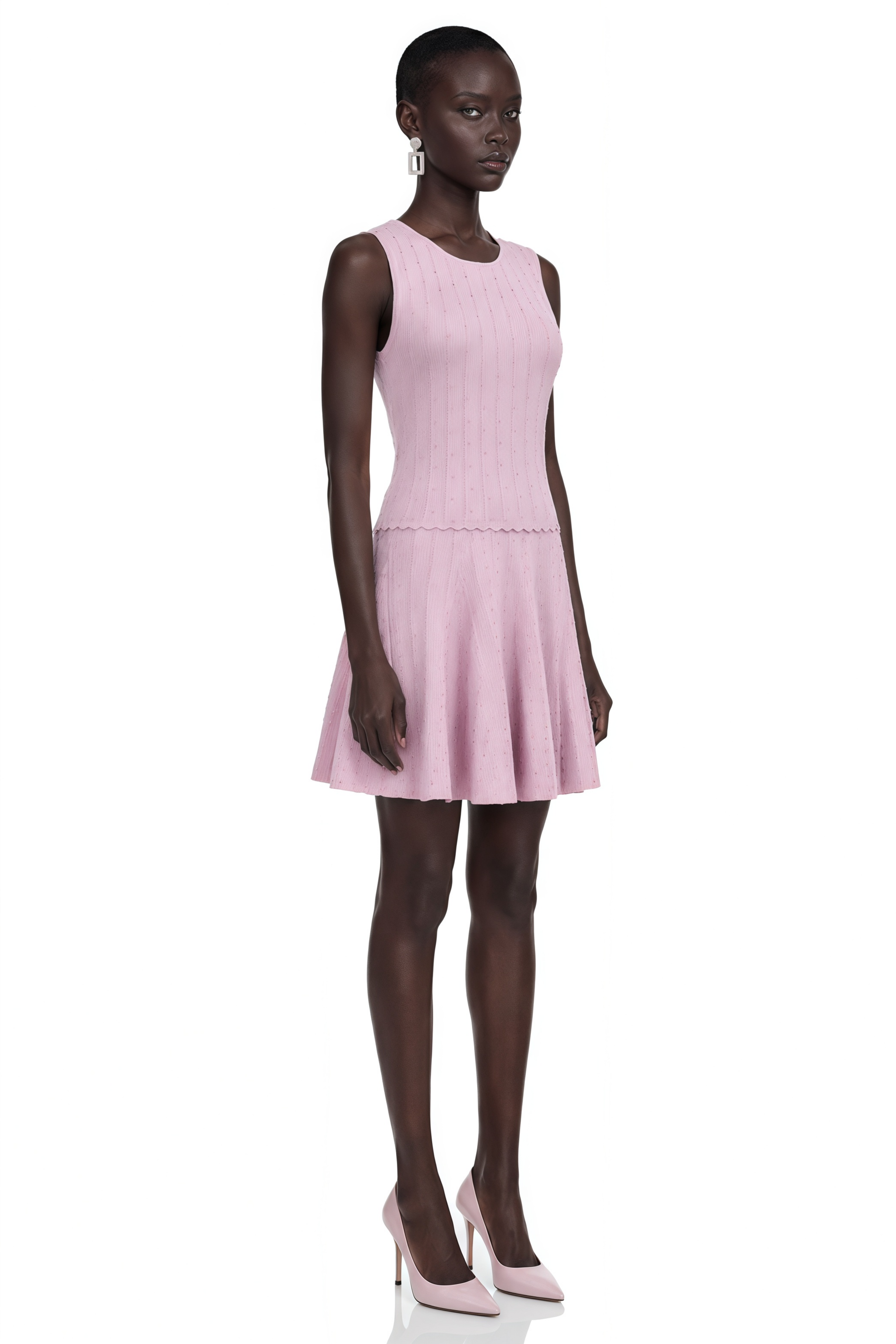 Joan Pink Ribbed Knit Top & Skirt Set