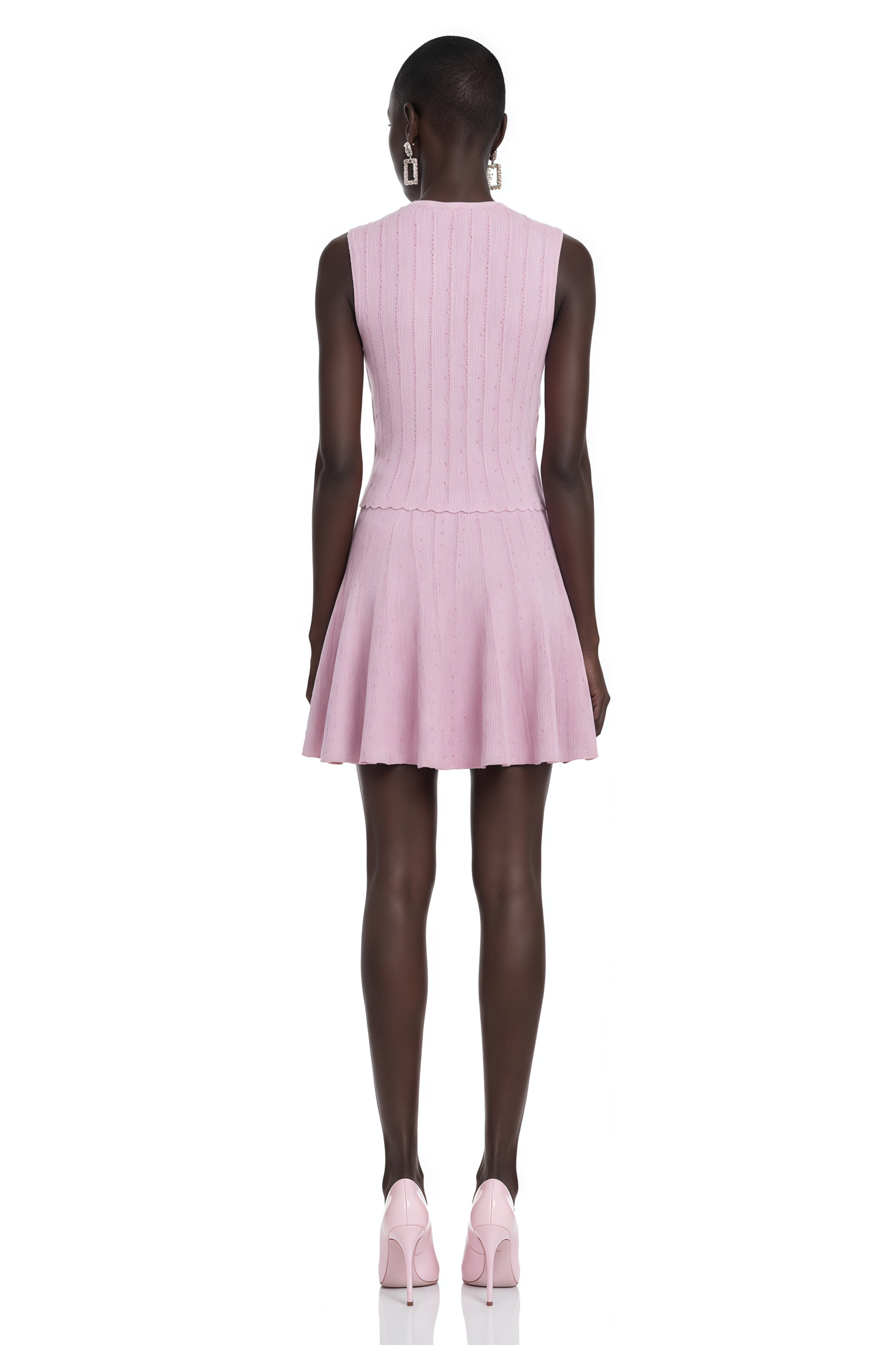 Joan Pink Ribbed Knit Top & Skirt Set