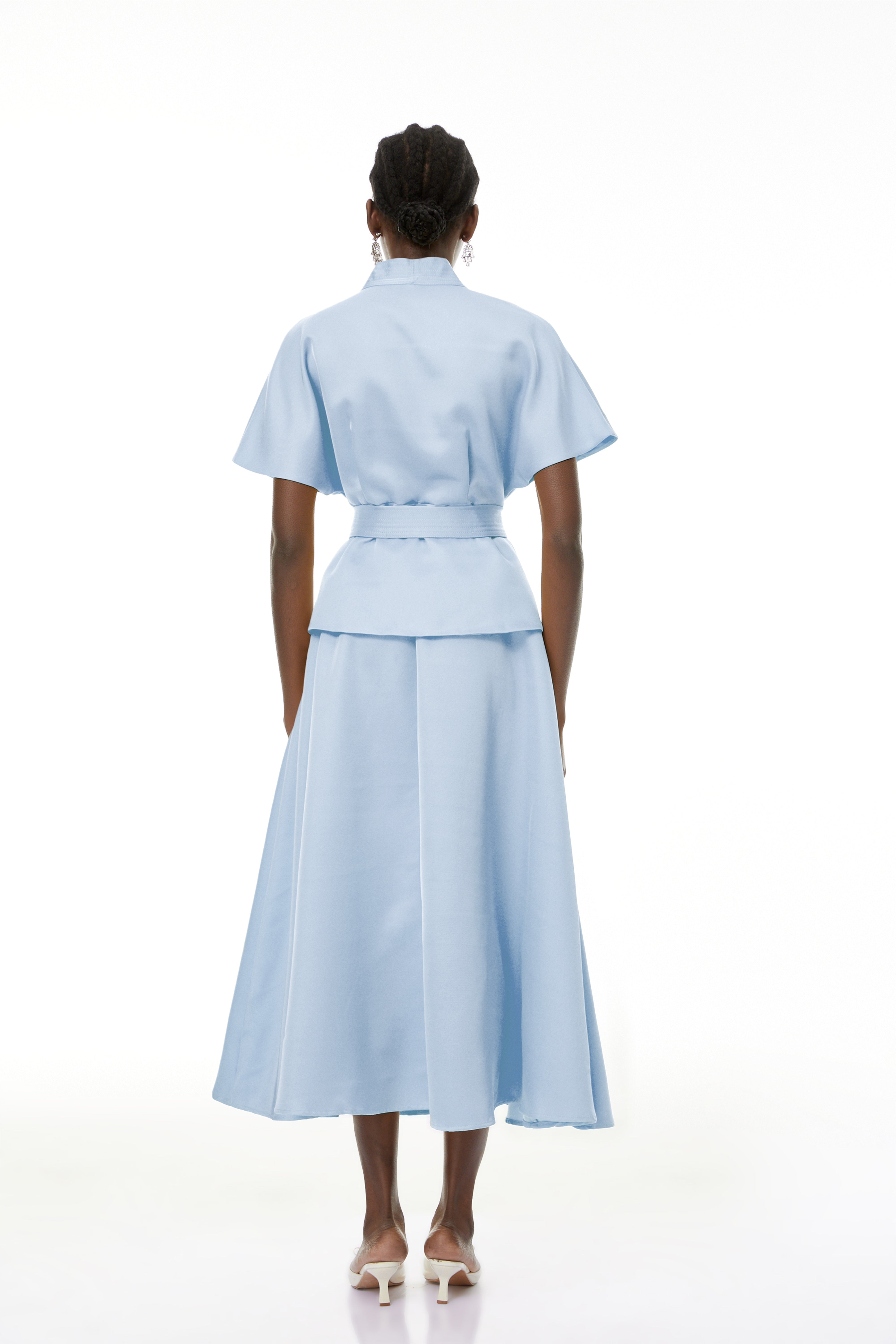 Johanna Blue Self-Tie Blouse & Skirt Set (Final Sale)