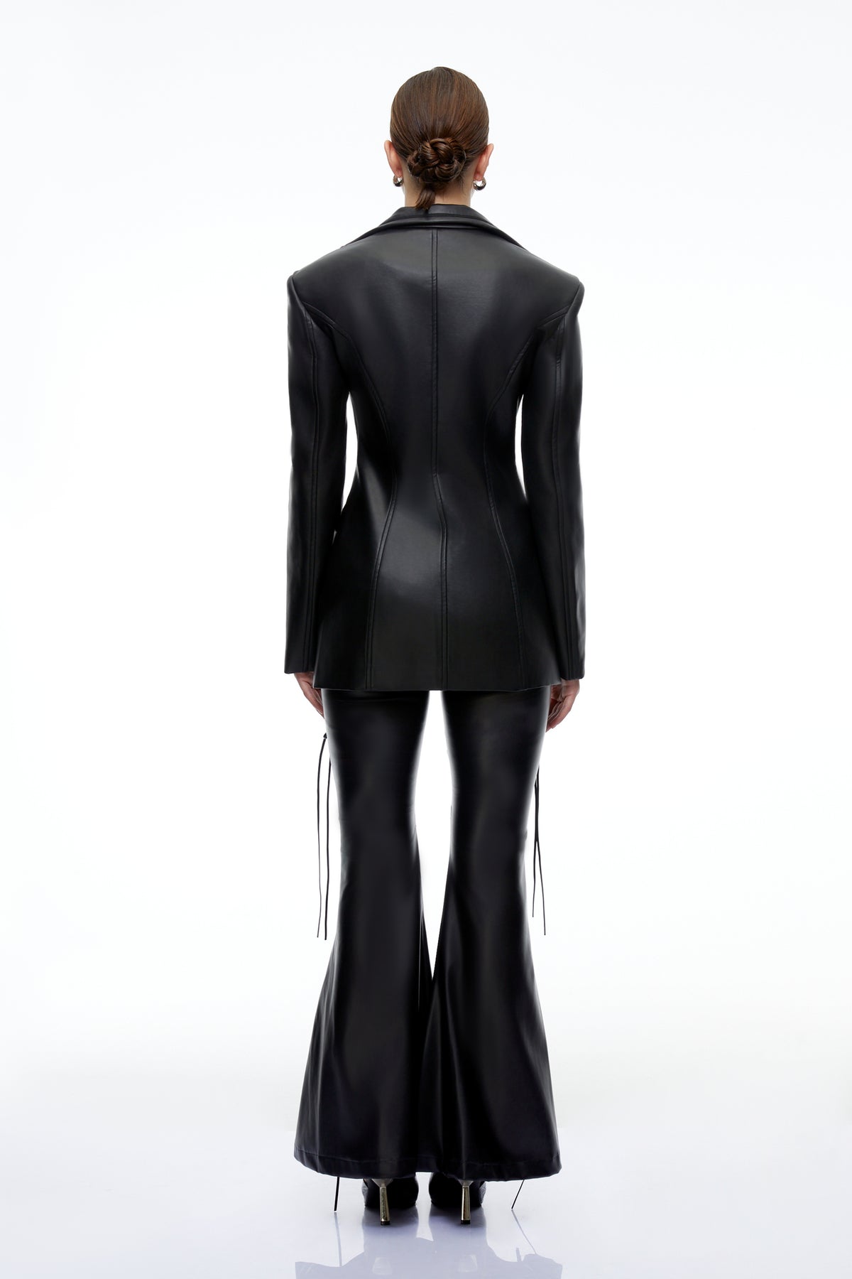 jream black leather structured blazer