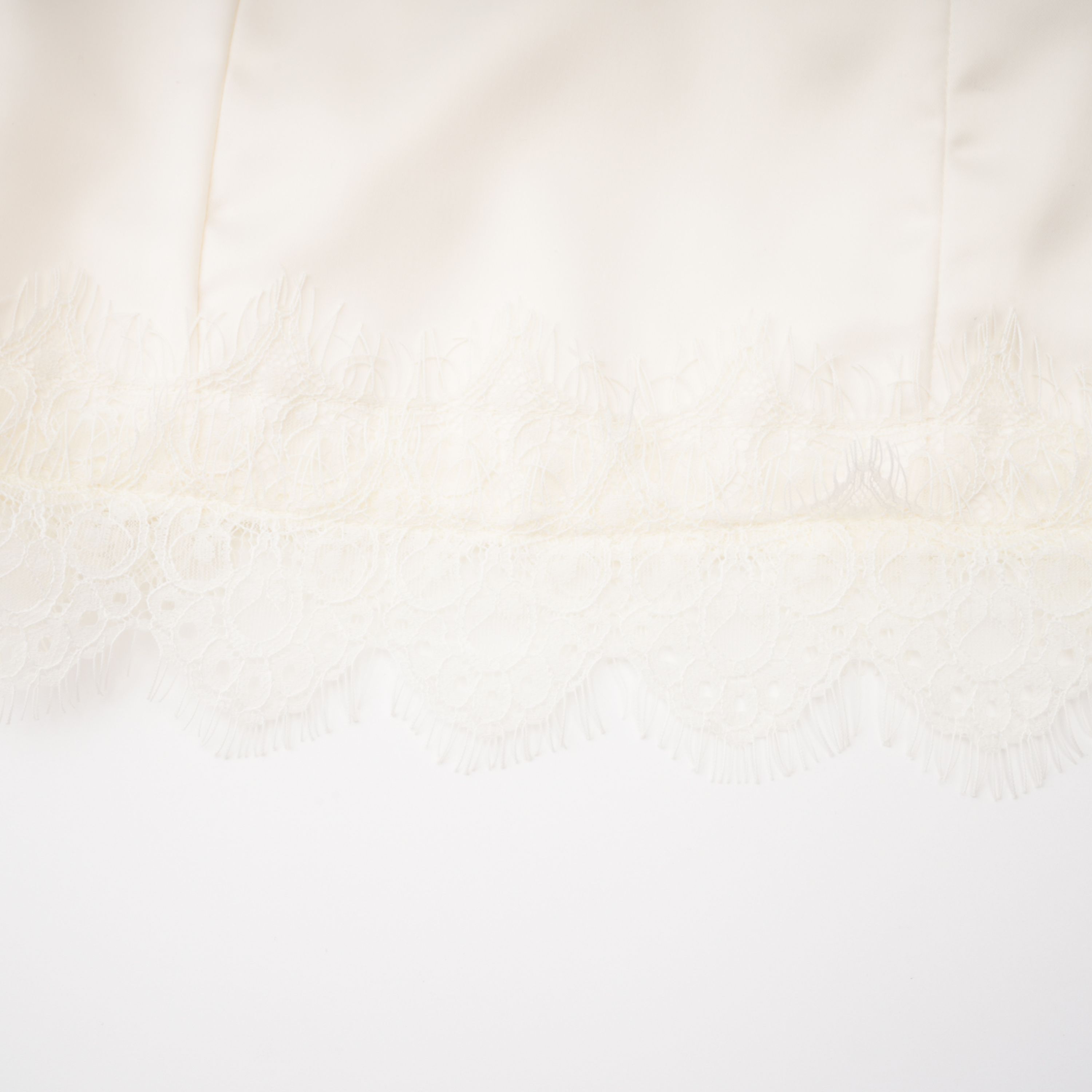Juliette White Satin Mini Dress with Lace Panels