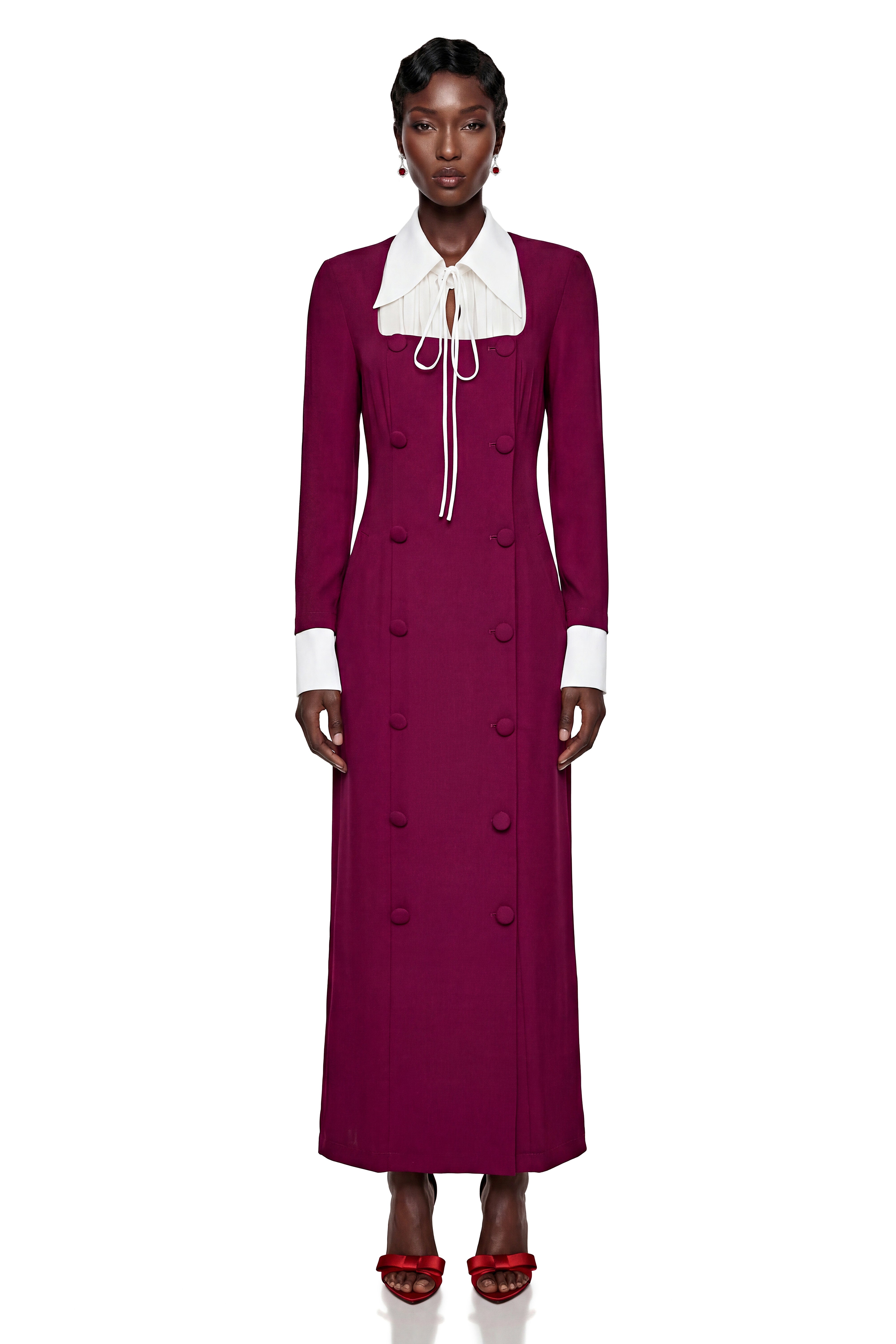 Juniper Purple Long Sleeve Color Block Maxi Dress