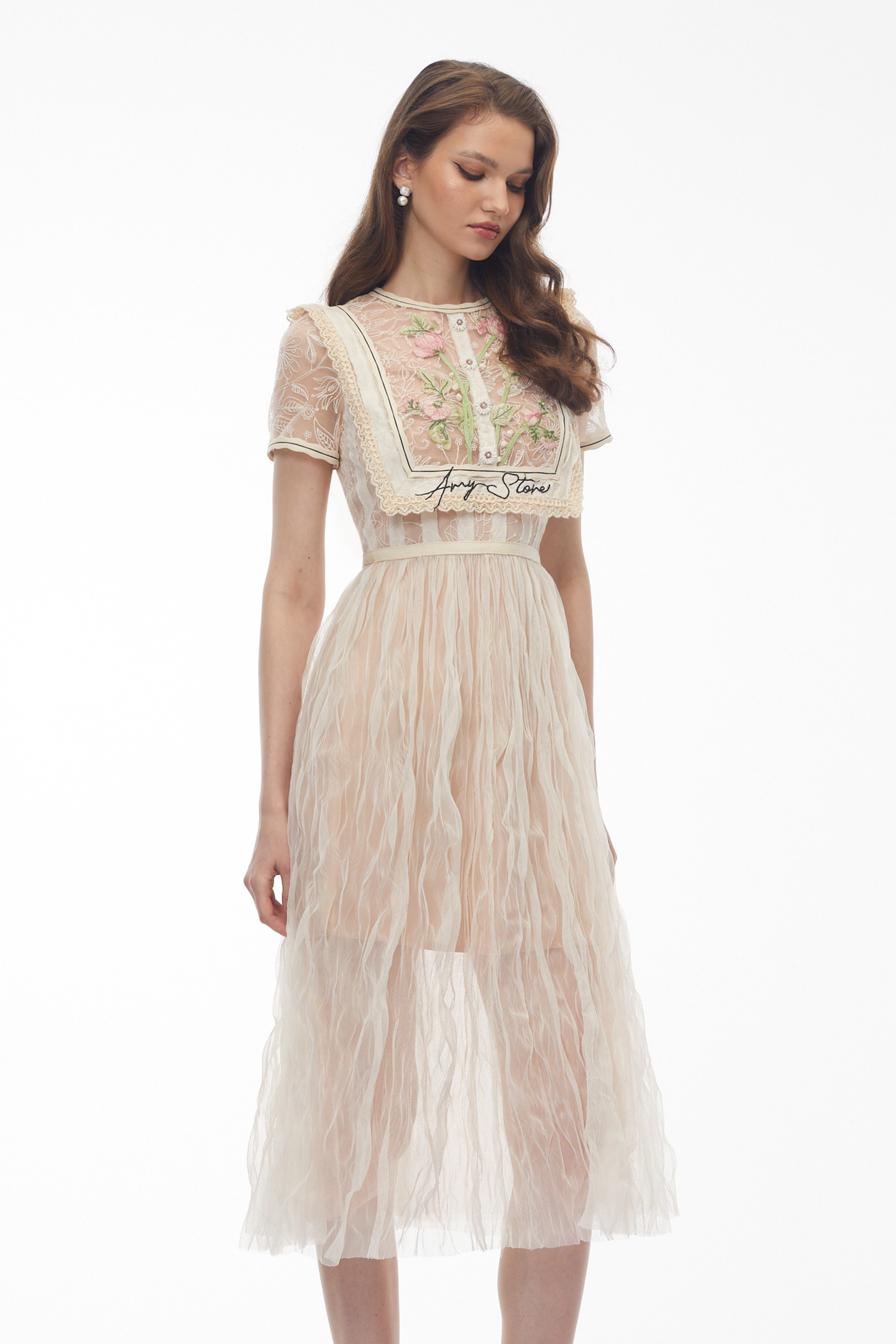 Kaila White Floral Embroidered Maxi Dress